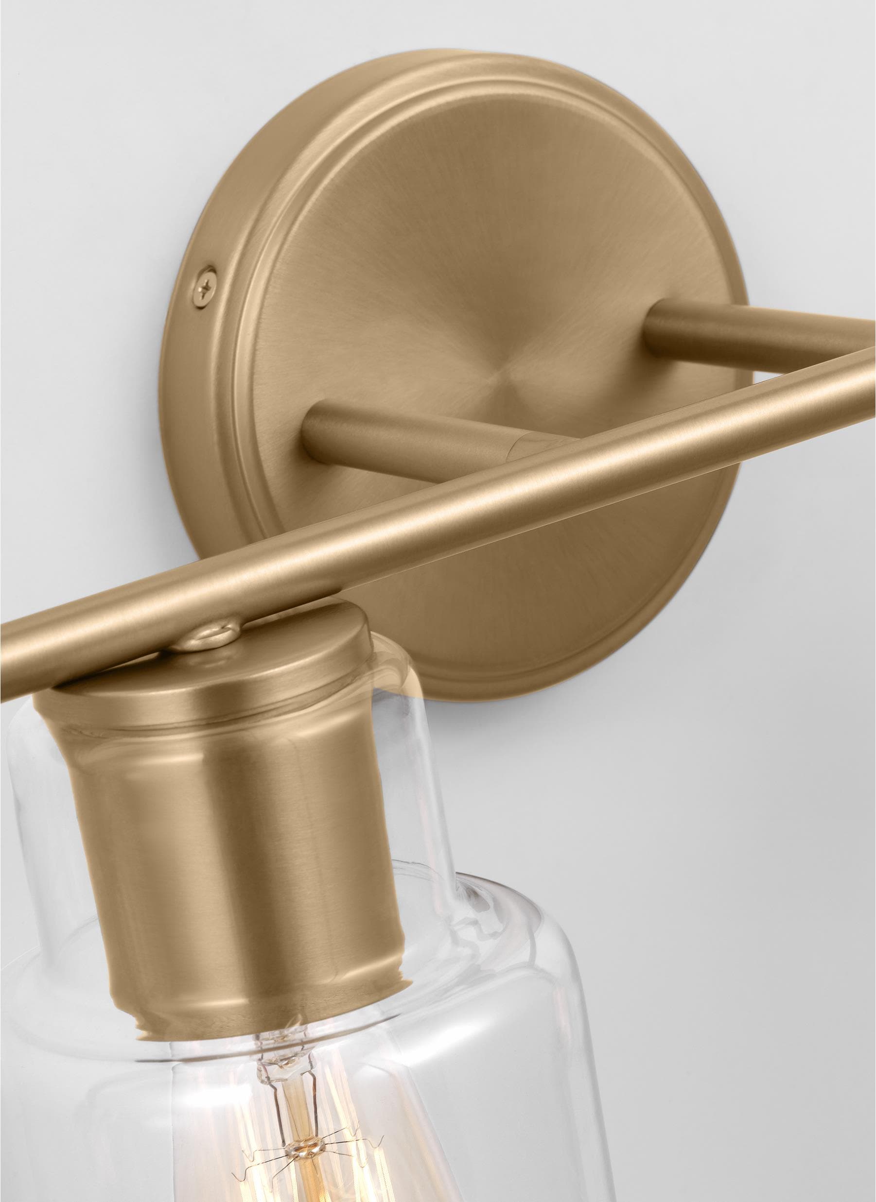 Satin Brass and Clear Glass 4-Light Vanity Fixture