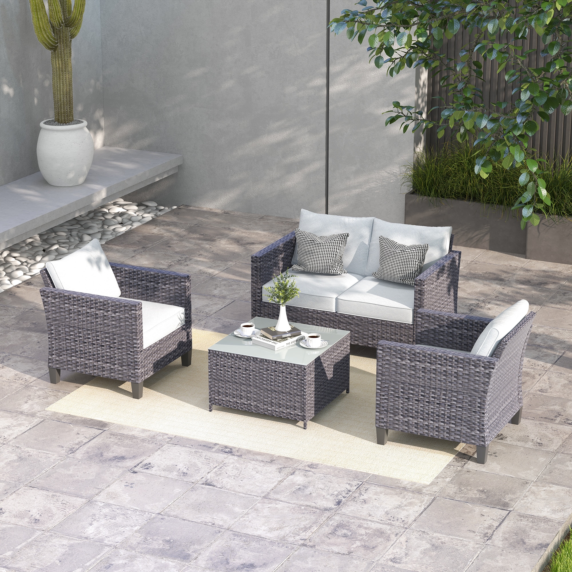 Patio couch dining online set