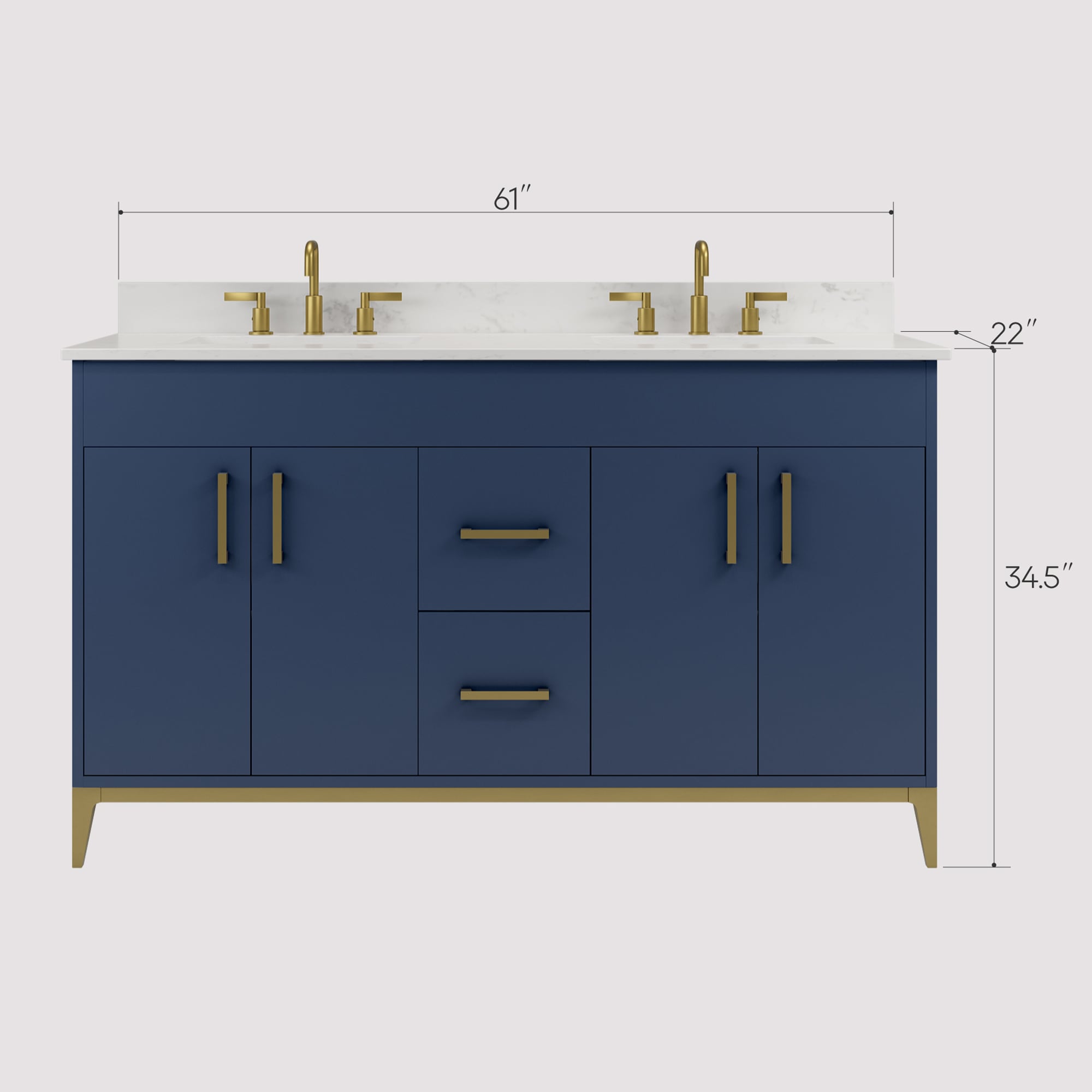 DELUXE LIVING Barrie 60-in Blue Undermount Double Sink Bathroom Vanity ...