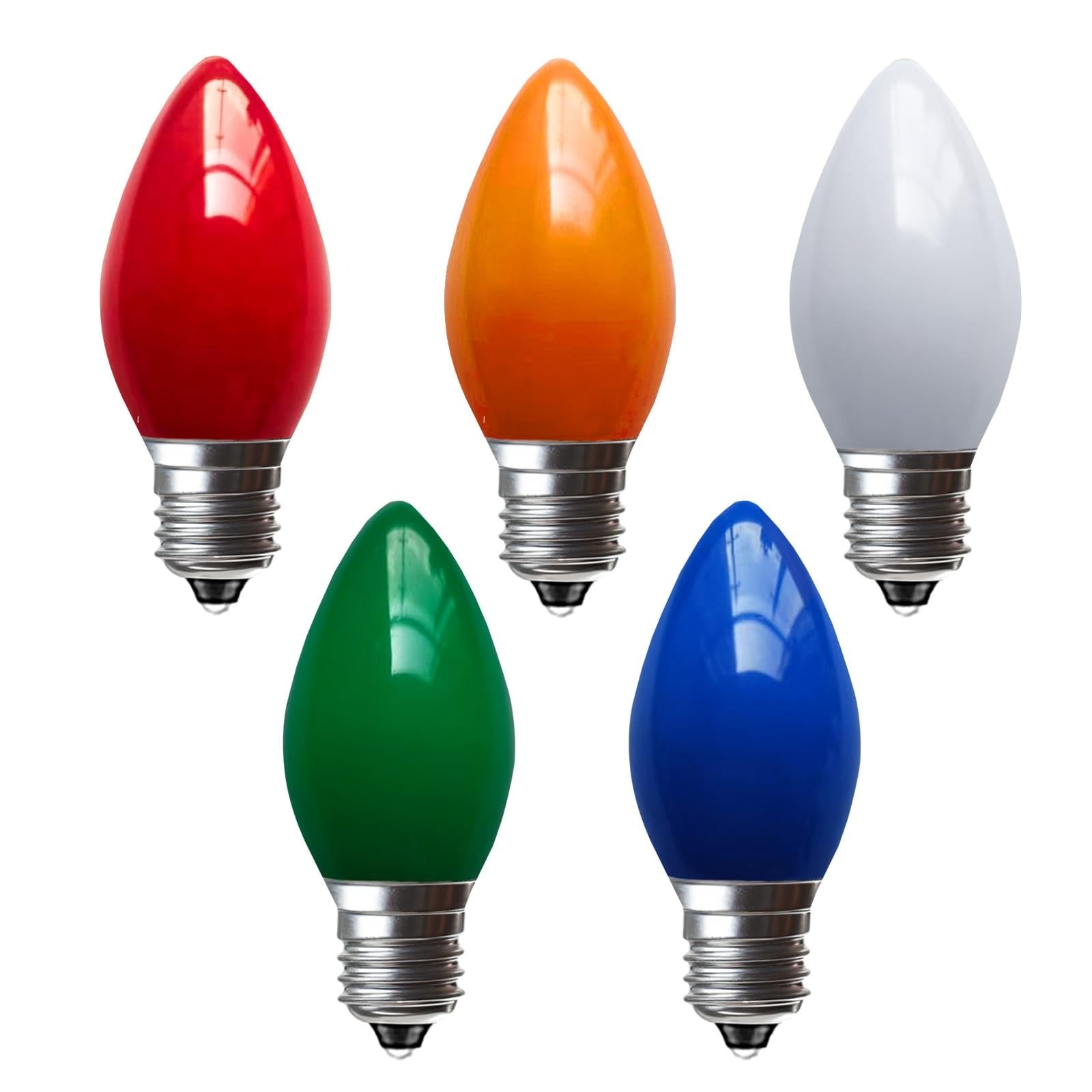 AOIZGMY  25 pack C7 LED Christmas replacement bulbs multicolour 0 6 watt E12 candelabra base waterproof plastic energy efficient for indoor