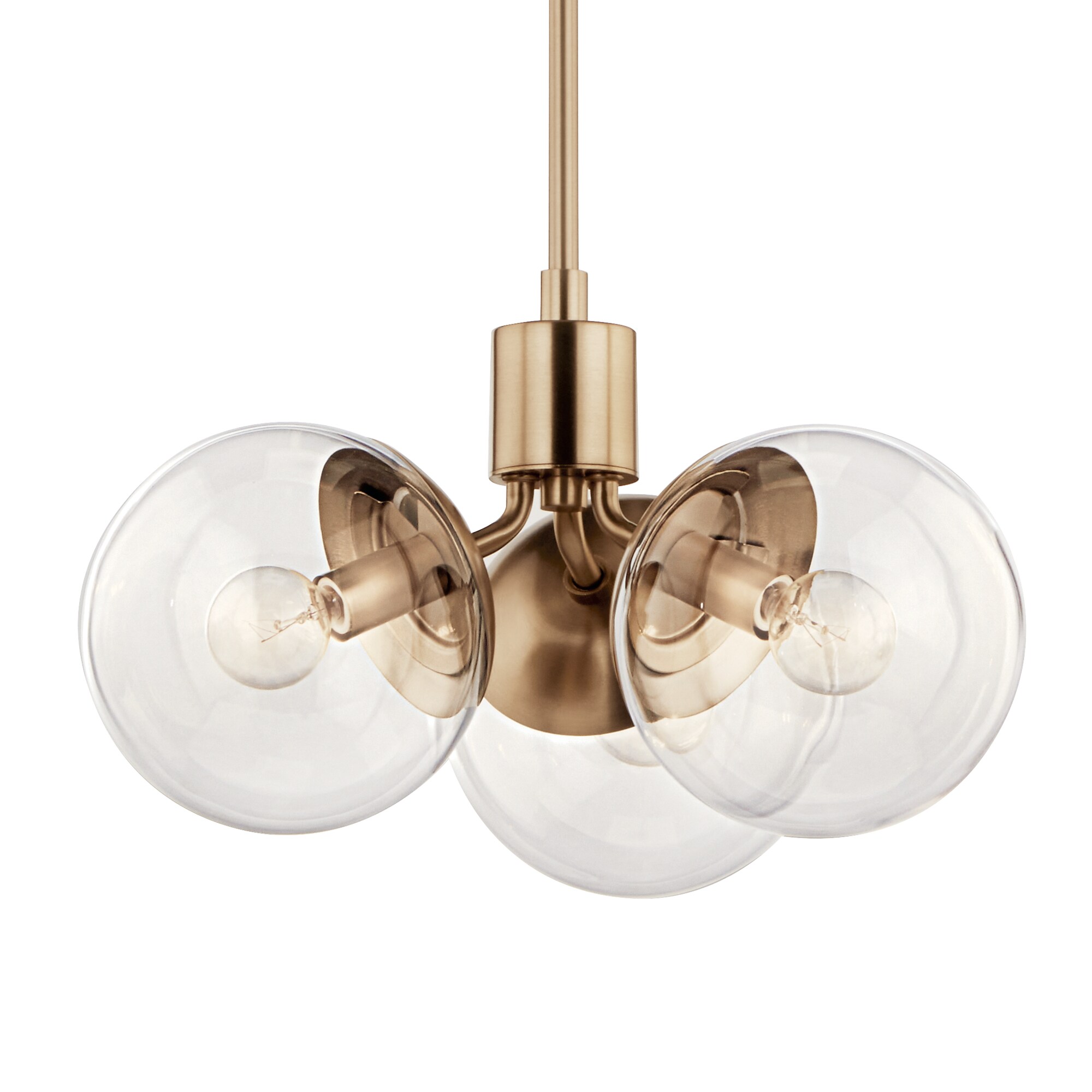 Champagne Bronze 3-Light Sputnik Chandelier with Clear Glass Shades