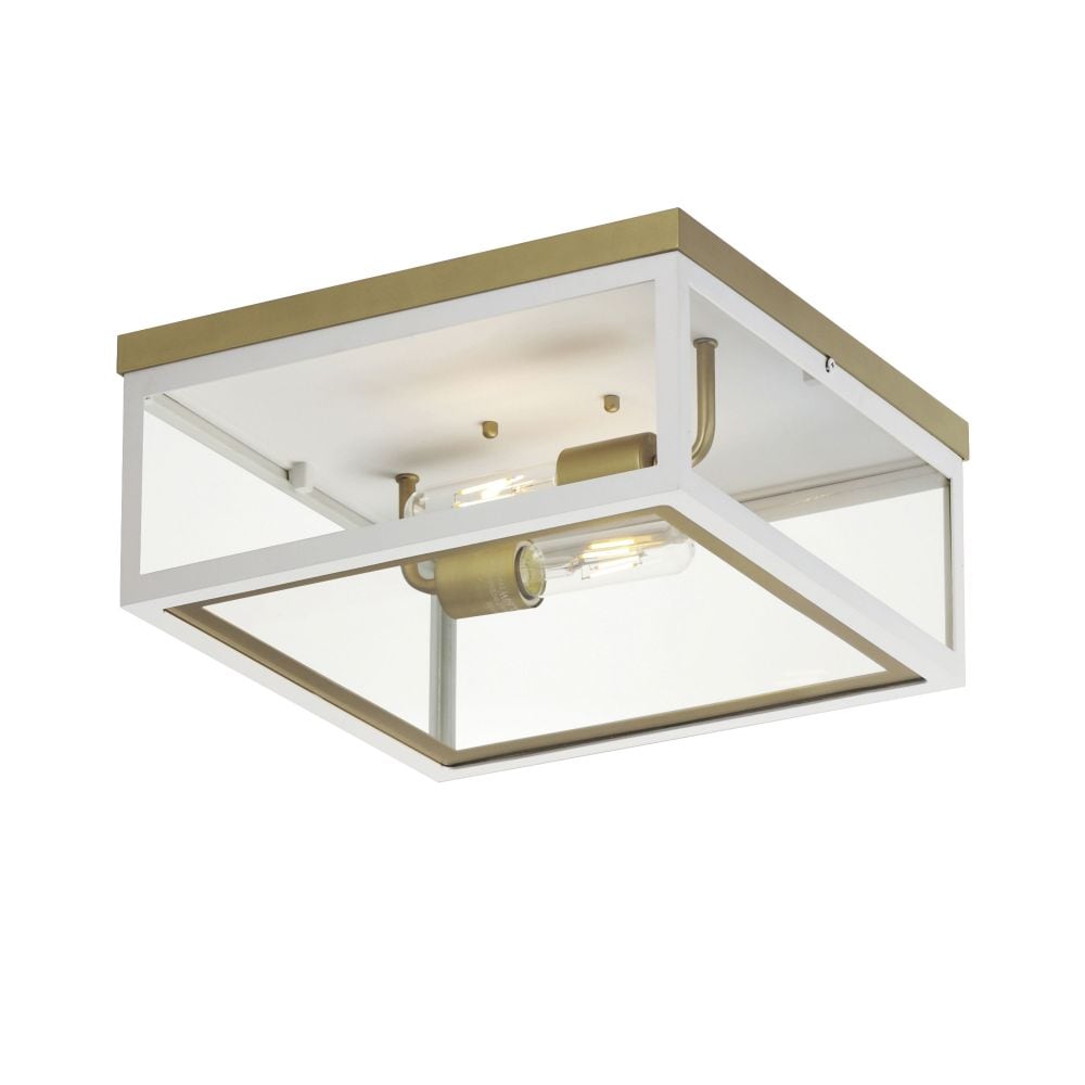 Maxim Lighting Neoclass 13-in White/gold Outdoor 2 -Light Flush Mount Light with Clear Glass