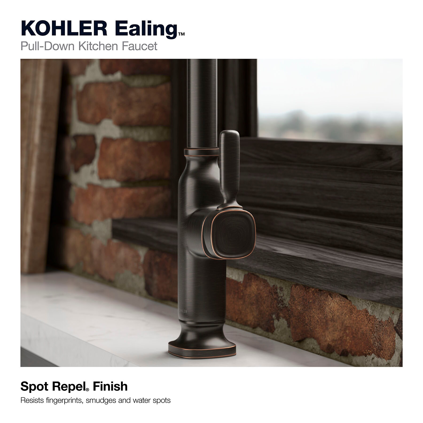 KOHLER Ealing OilRubbed Bronze Single Handle Pulldown Kitchen Faucet