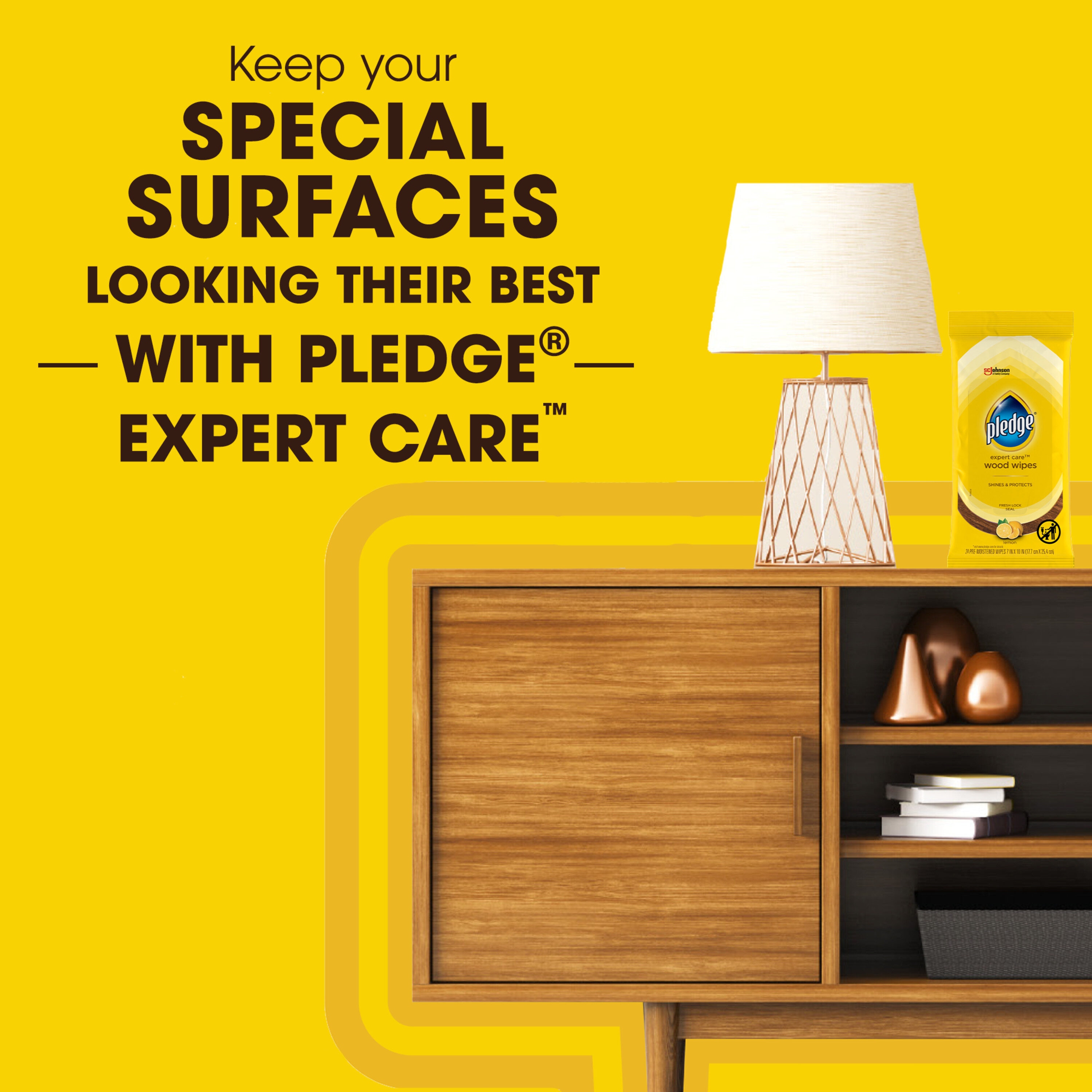 Pledge Multi-Surface Furniture Polish Wipes, Works on Wood, Granite, and  Leather, Cleans and Protects, Lemon (24 Total Wipes), Packaging may vary