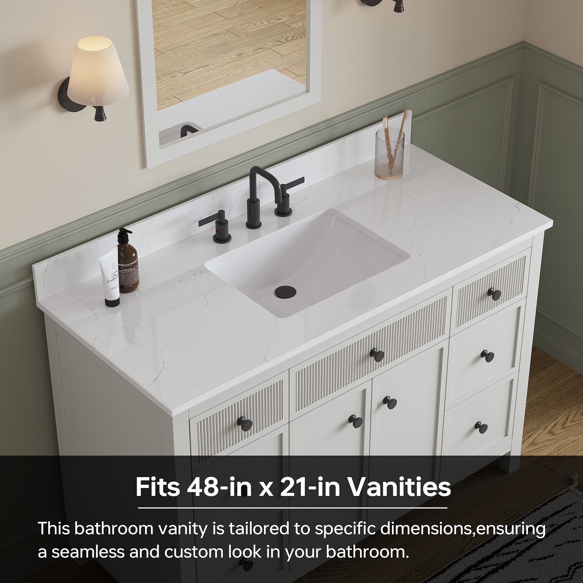 Bianco Bella 49'' White Quartz Undermount Single Sink Vanity Top