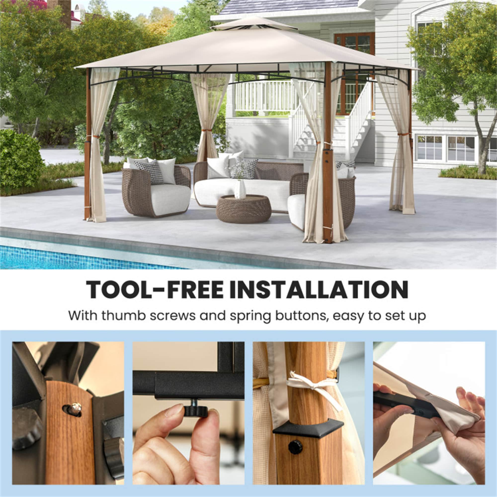 BABOOM BOM-11861BE-CO Wood-Resin-Gazebos - View #8