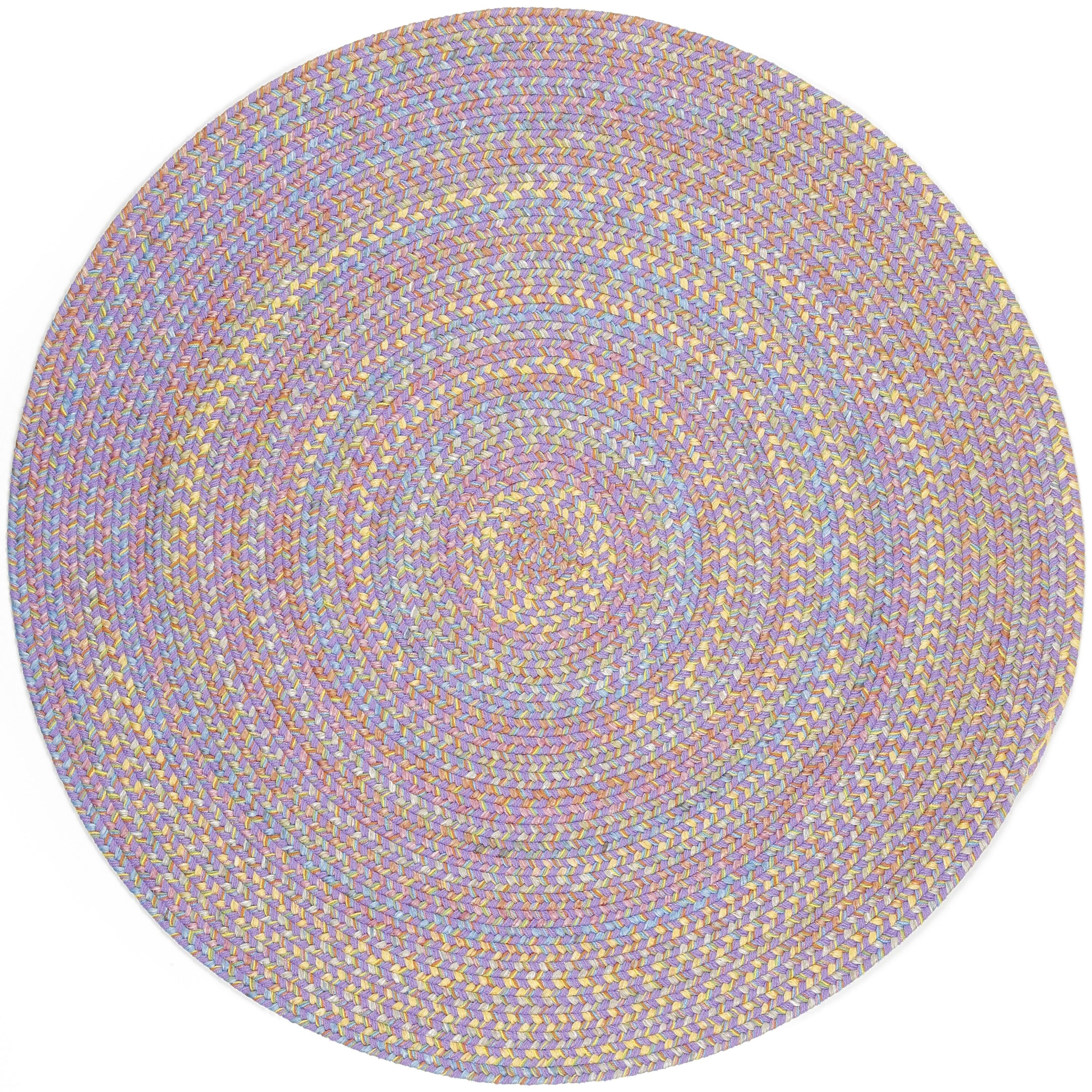Rhody Rug PT15R096X096 8 x 8 (ft) Braided Polypropylene Violet Round Indoor/Outdoor Geometric Area rug