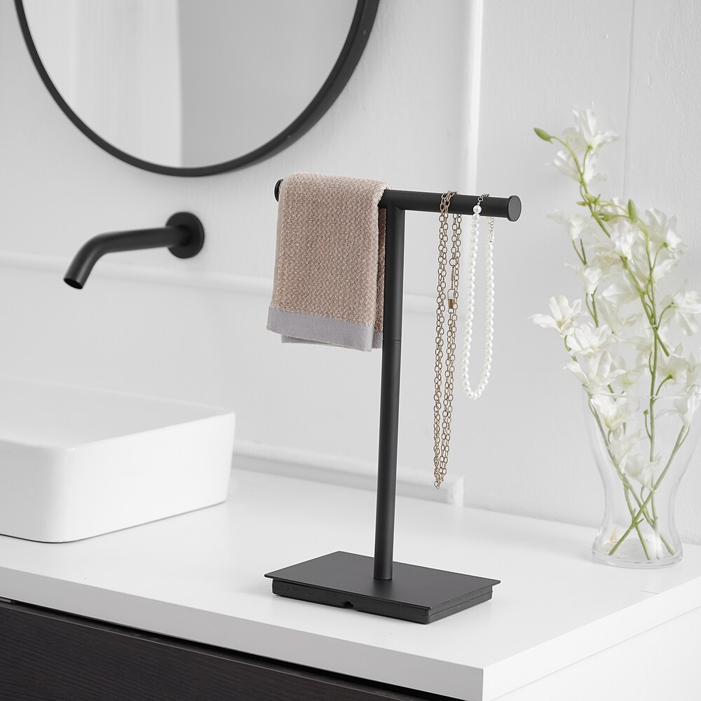 Matte black freestanding toilet paper holder