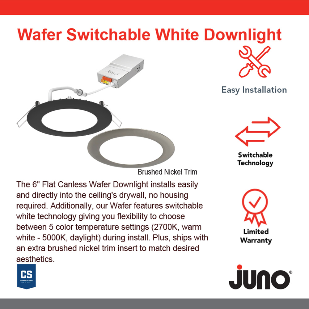 Juno Matte 6-in 950-Lumen Switchable Round Dimmable LED Canless ...