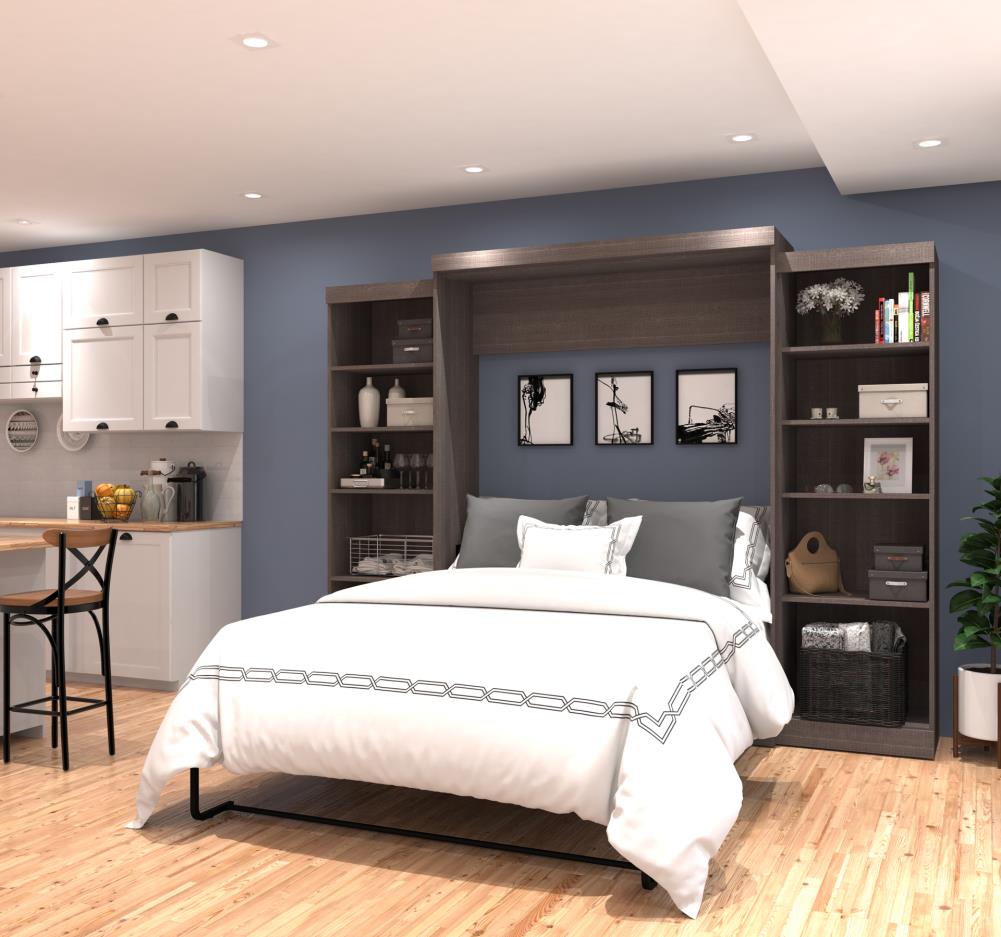 Bestar 26883-47 Pur Bark Gray Queen Composite Murphy Bed