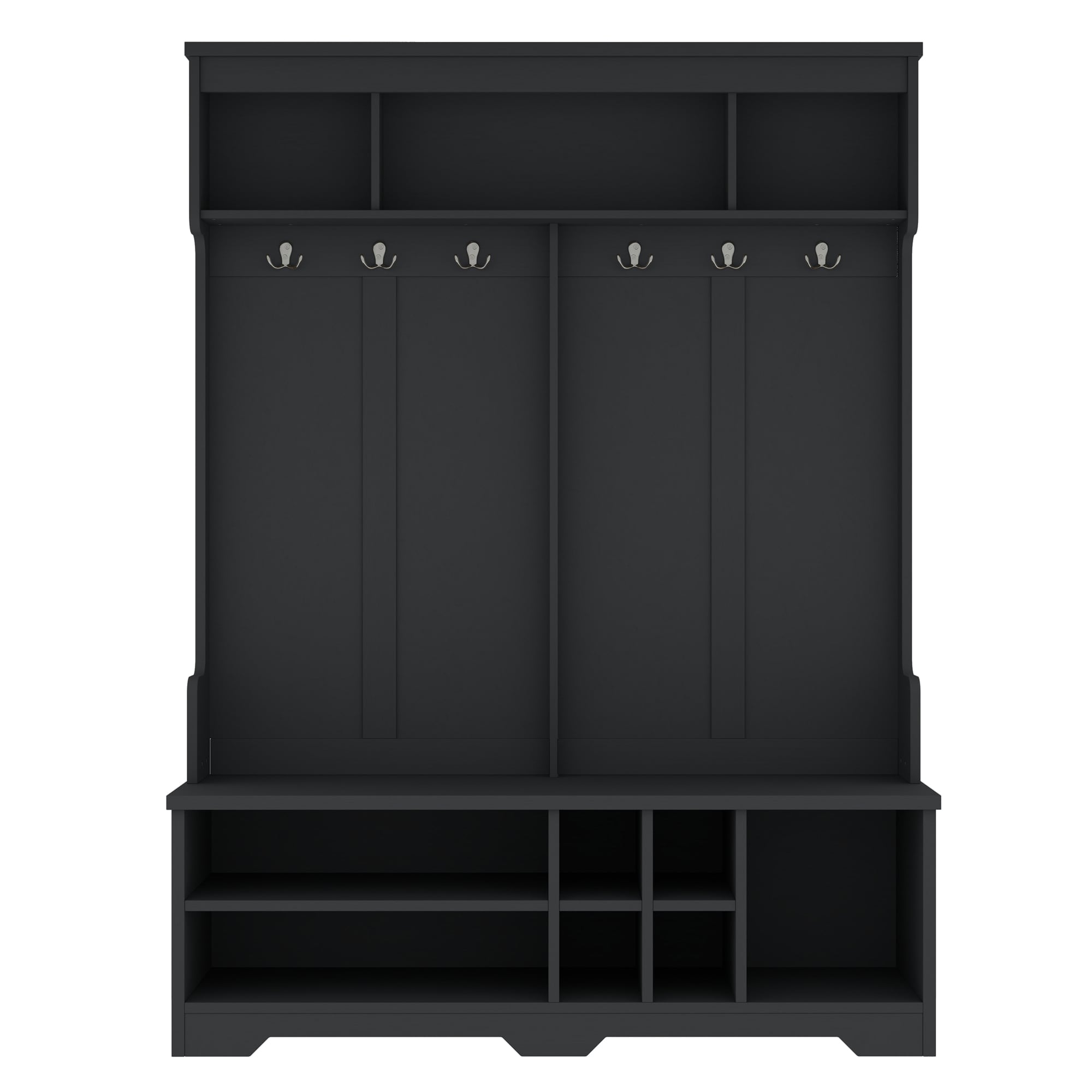 Flynama - Modern 59.1-in Black Wood Hall Tree