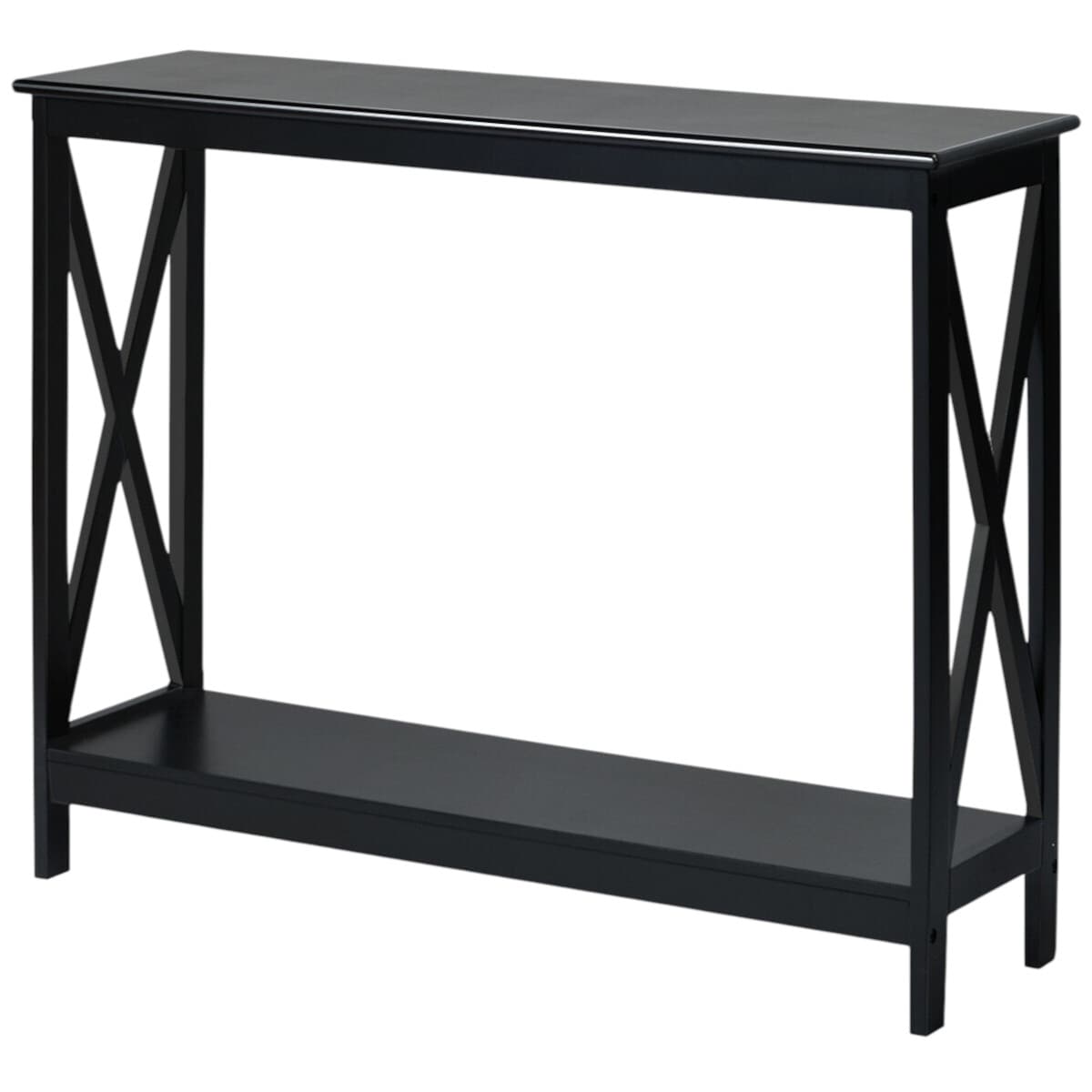 Slickblue D-CO-KB16756WH Modern Black X-Frame Console Table with Shelves for Entryway Living Room or Behind Sofa