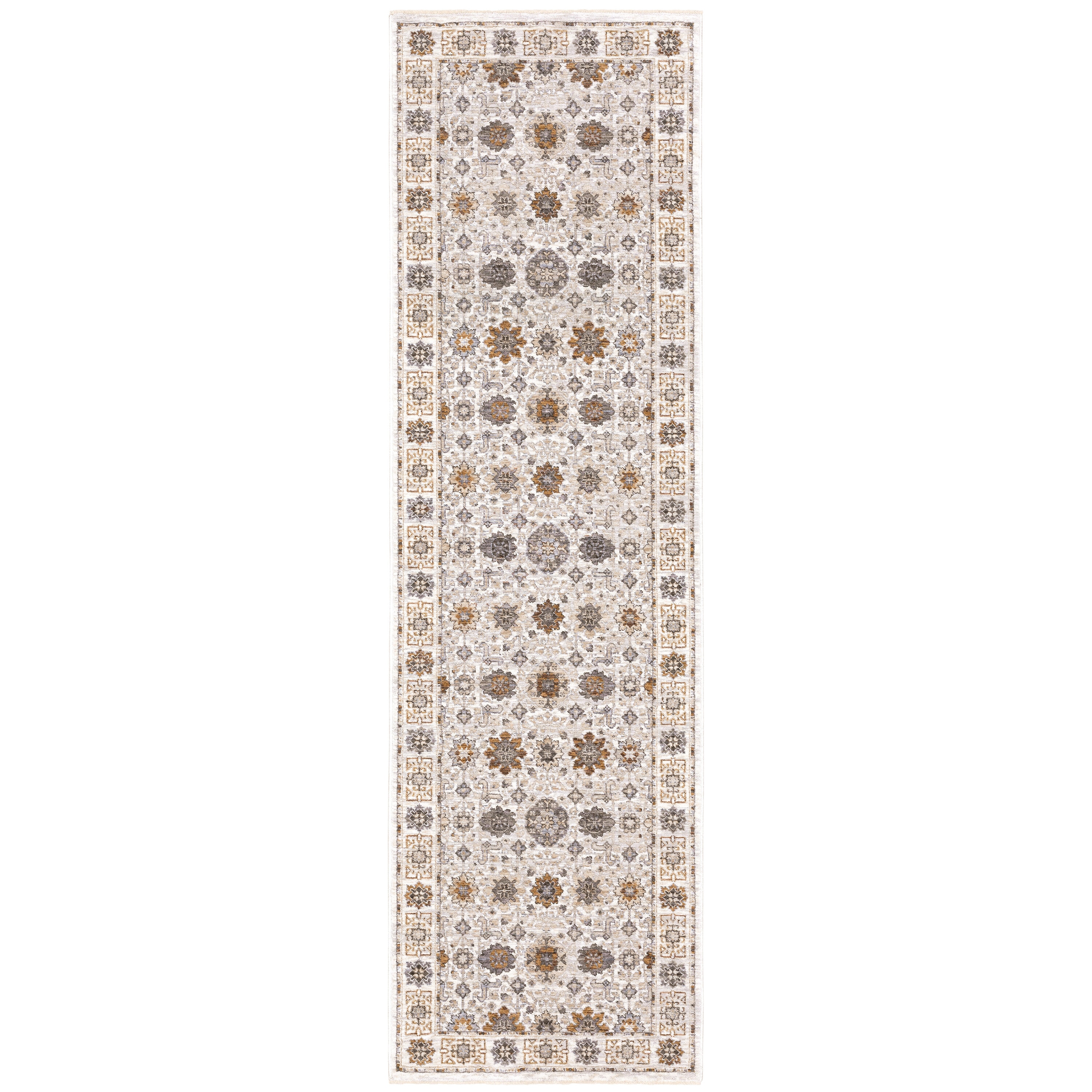 Archer Lane 071MAHAW13L Darrett 2 x 8 (ft) Polyester Ivory Rectangular Indoor Floral/Botanical Persian Runner rug