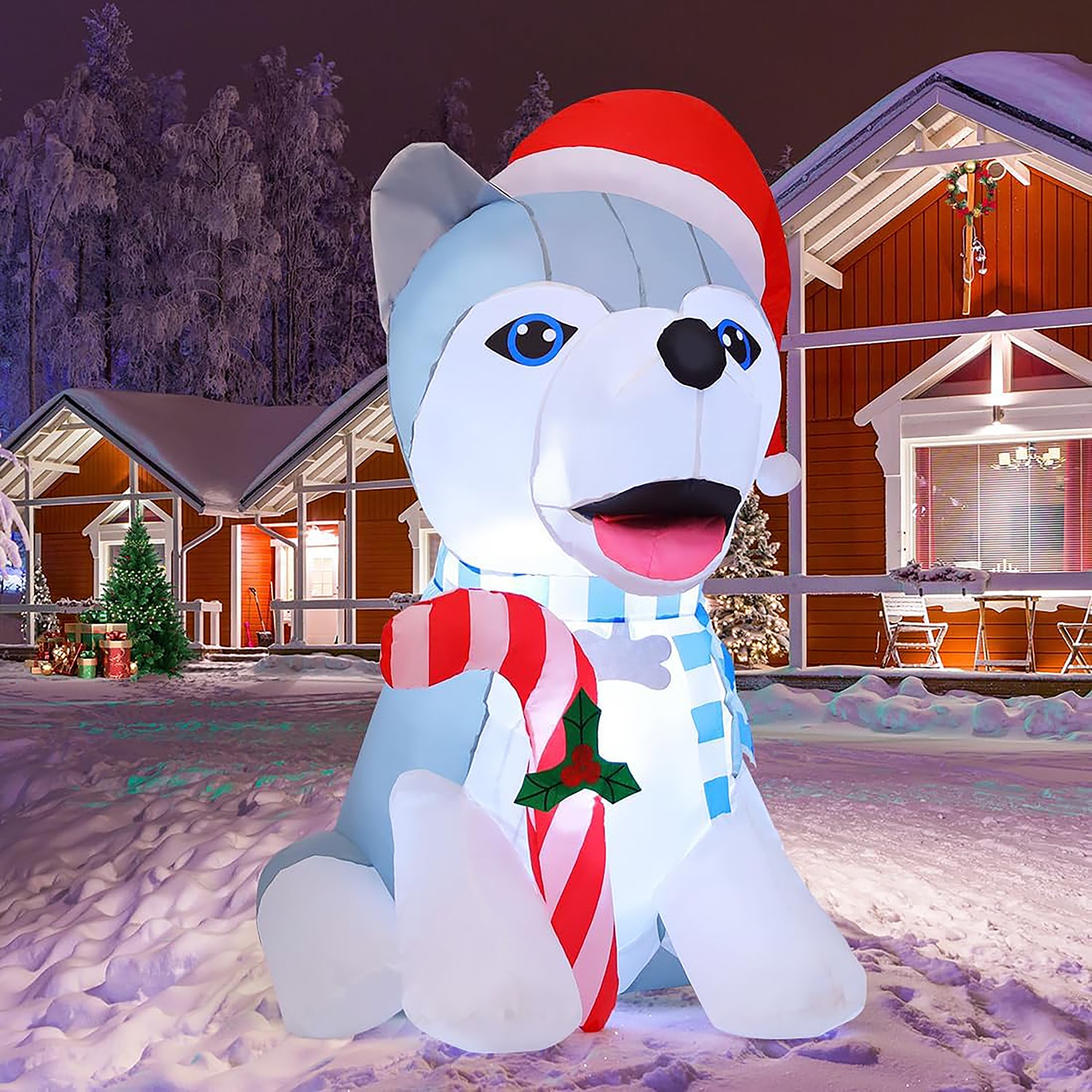 GOOSH 4-ft Lighted Dog Christmas Inflatable In The Christmas ...