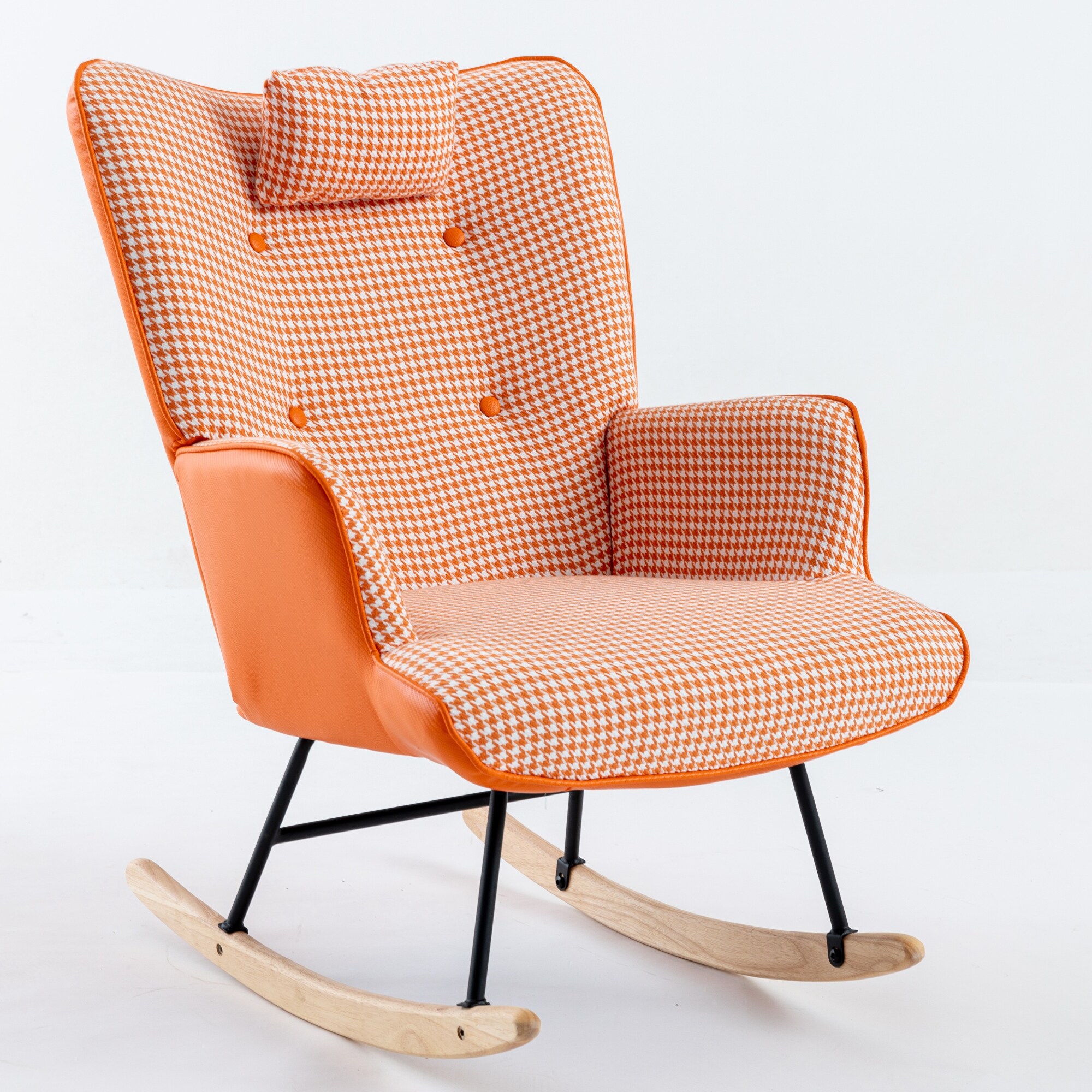 Rocking chair Modern Orange Linen Wingback Chair Leather | - Sumyeg WF-HW58906CF-LA