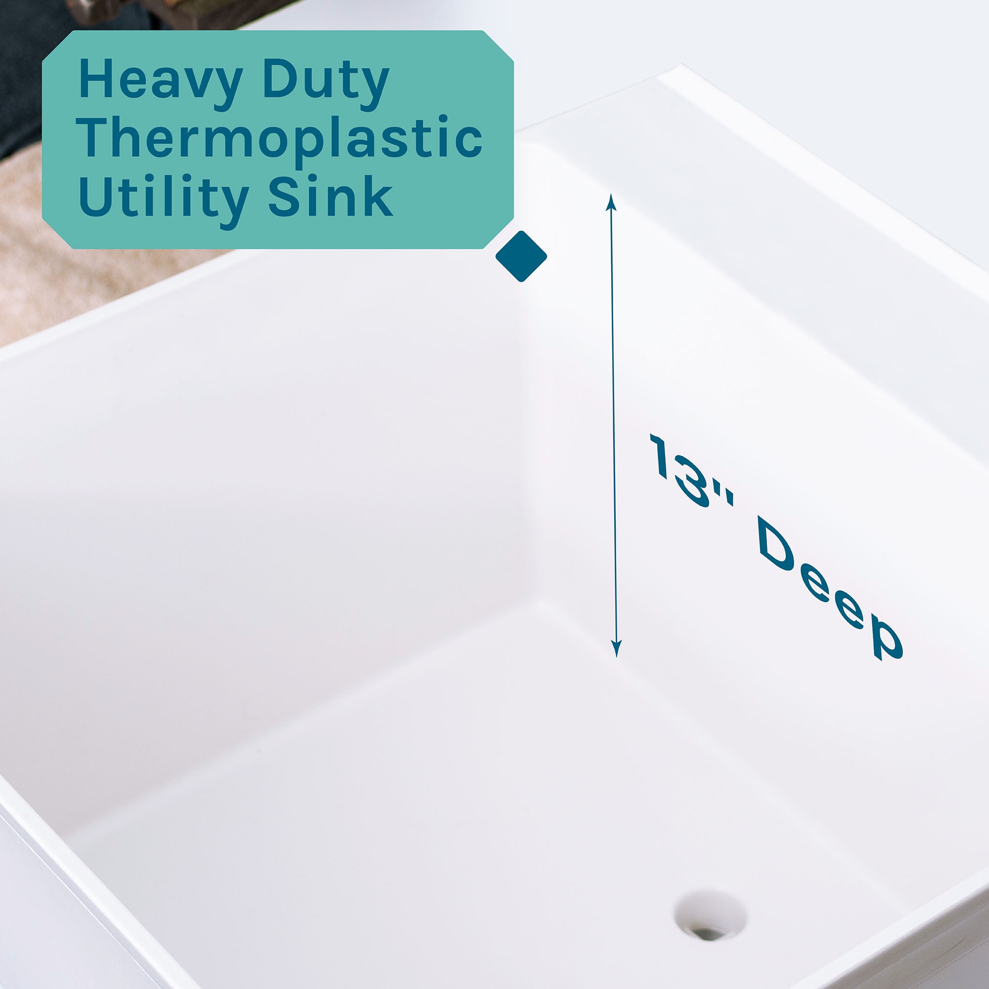 White Freestanding Utility Sink with Black Metal Legs