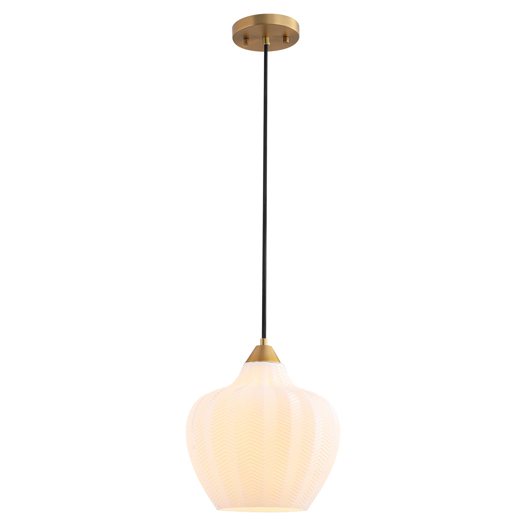 Y'INSP 1044732 Camerlengo 1 -Light Black Mid-century Ribbed glass Drum Small Hanging Pendant light