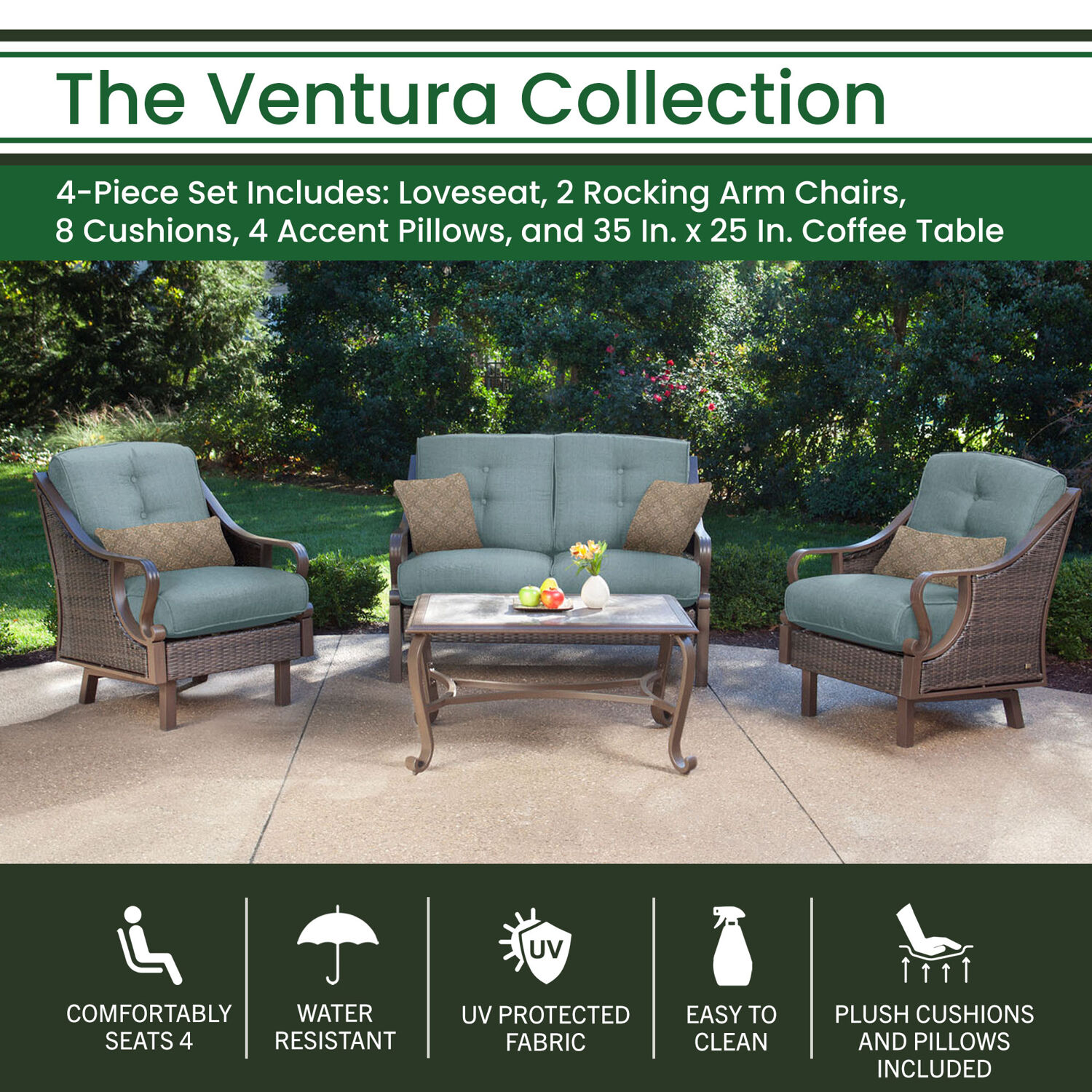 Hanover VENTURA4PC-BLU Patio-Conversation-Sets - View #2