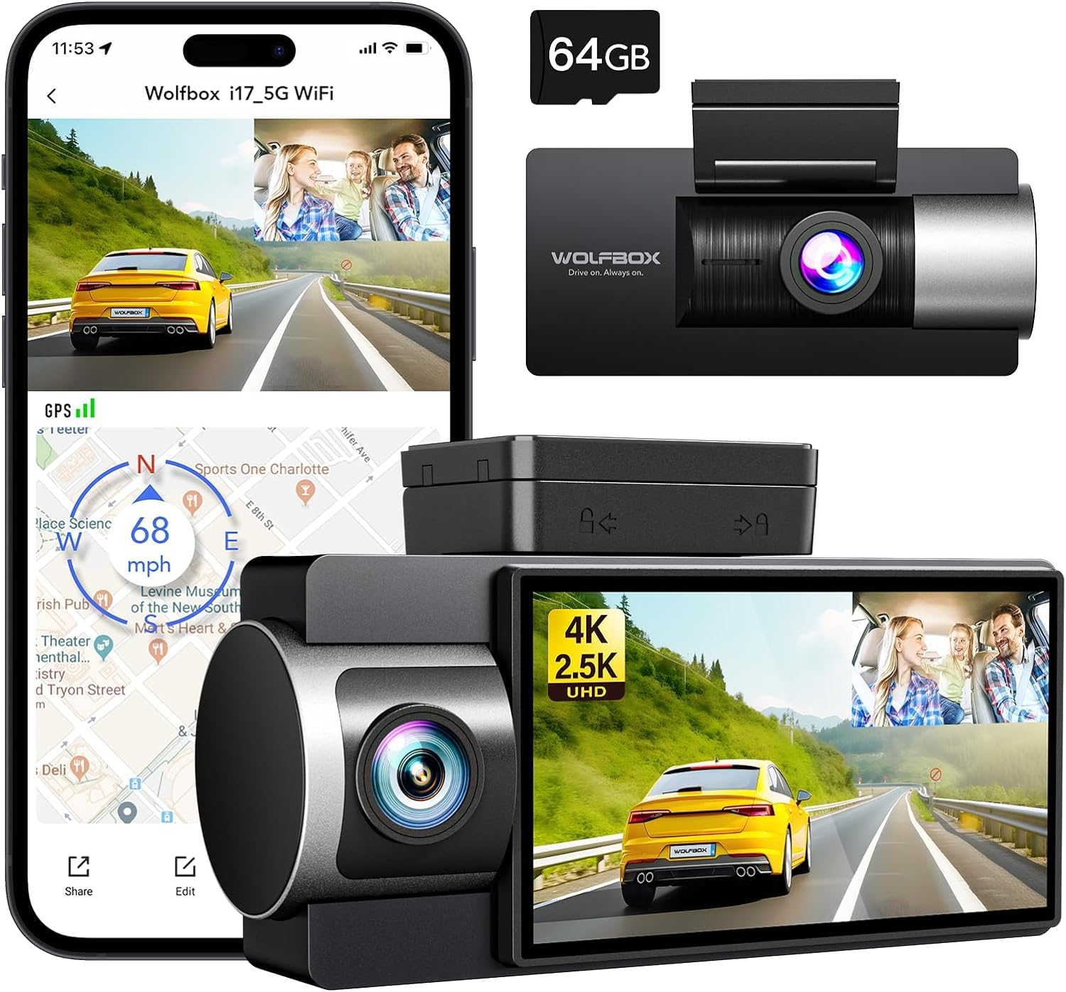 2.5k Dash Camera for Car with Night Vision - Safer Rides