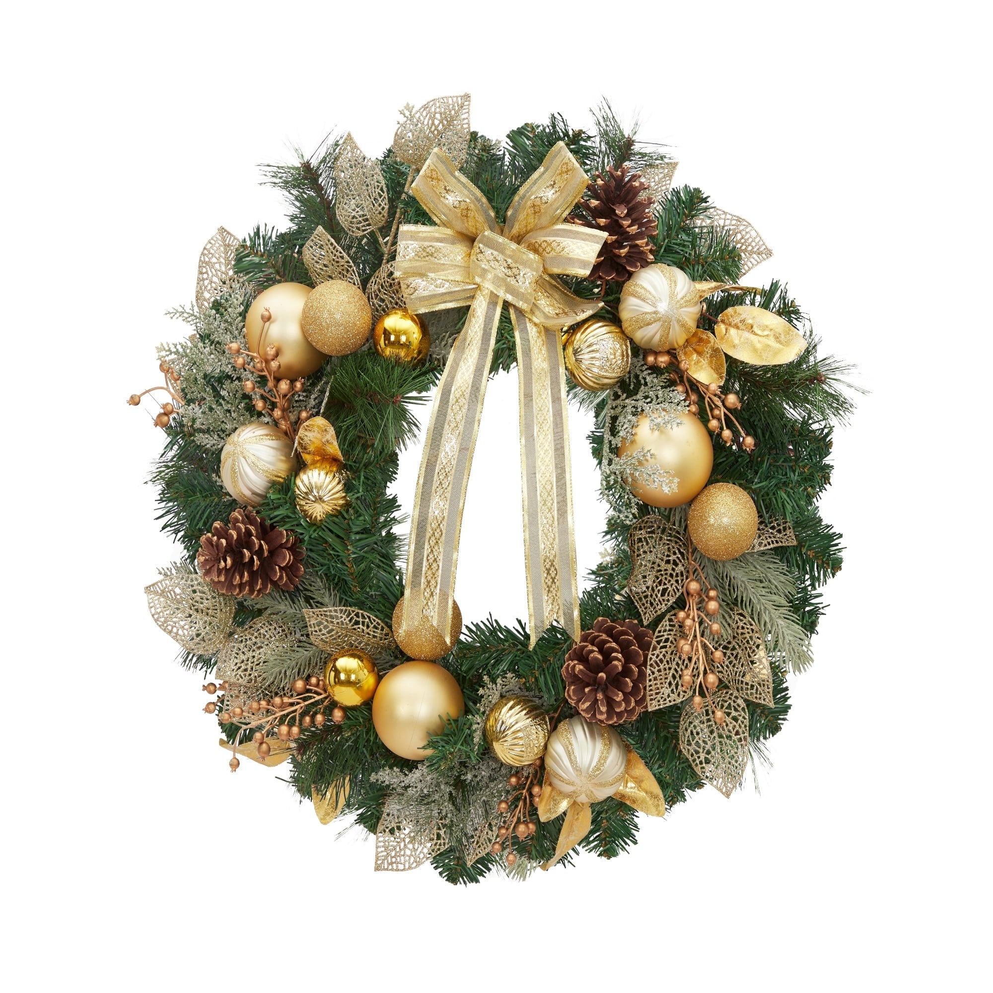 GAOMON - 18Inch/24Inch Christmas Wreath for Front Door with 20 LED Lights - Battery Powered Pre-L...