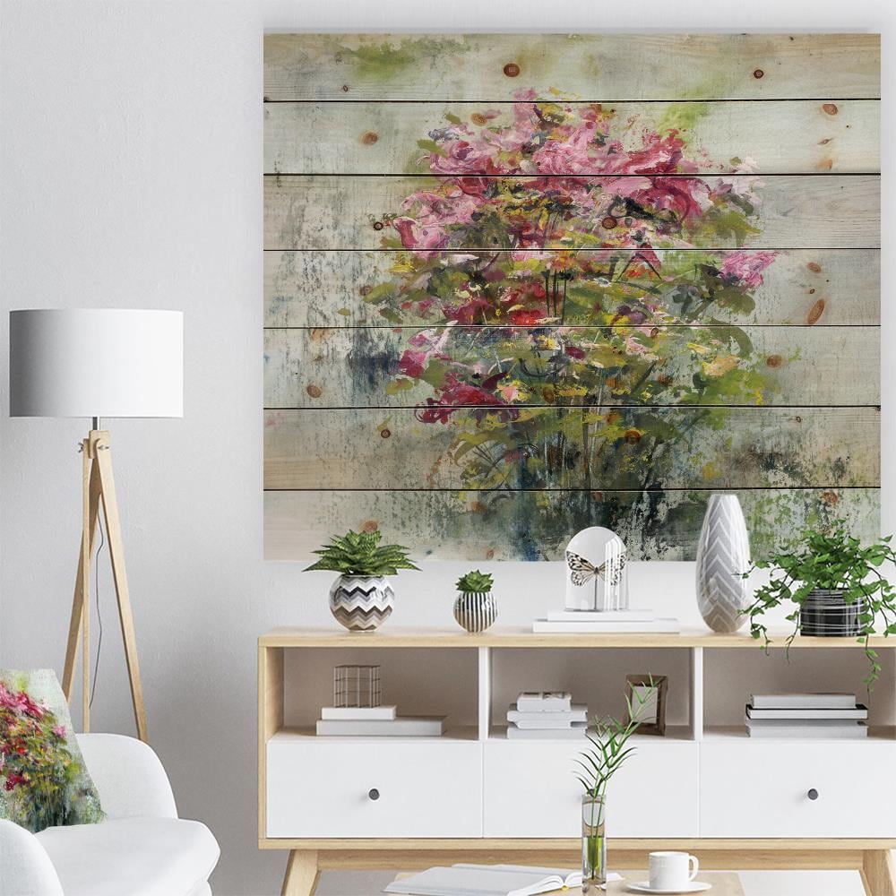 Designart 36-in H x 46-in W Floral Wood Print in the Wall Art ...