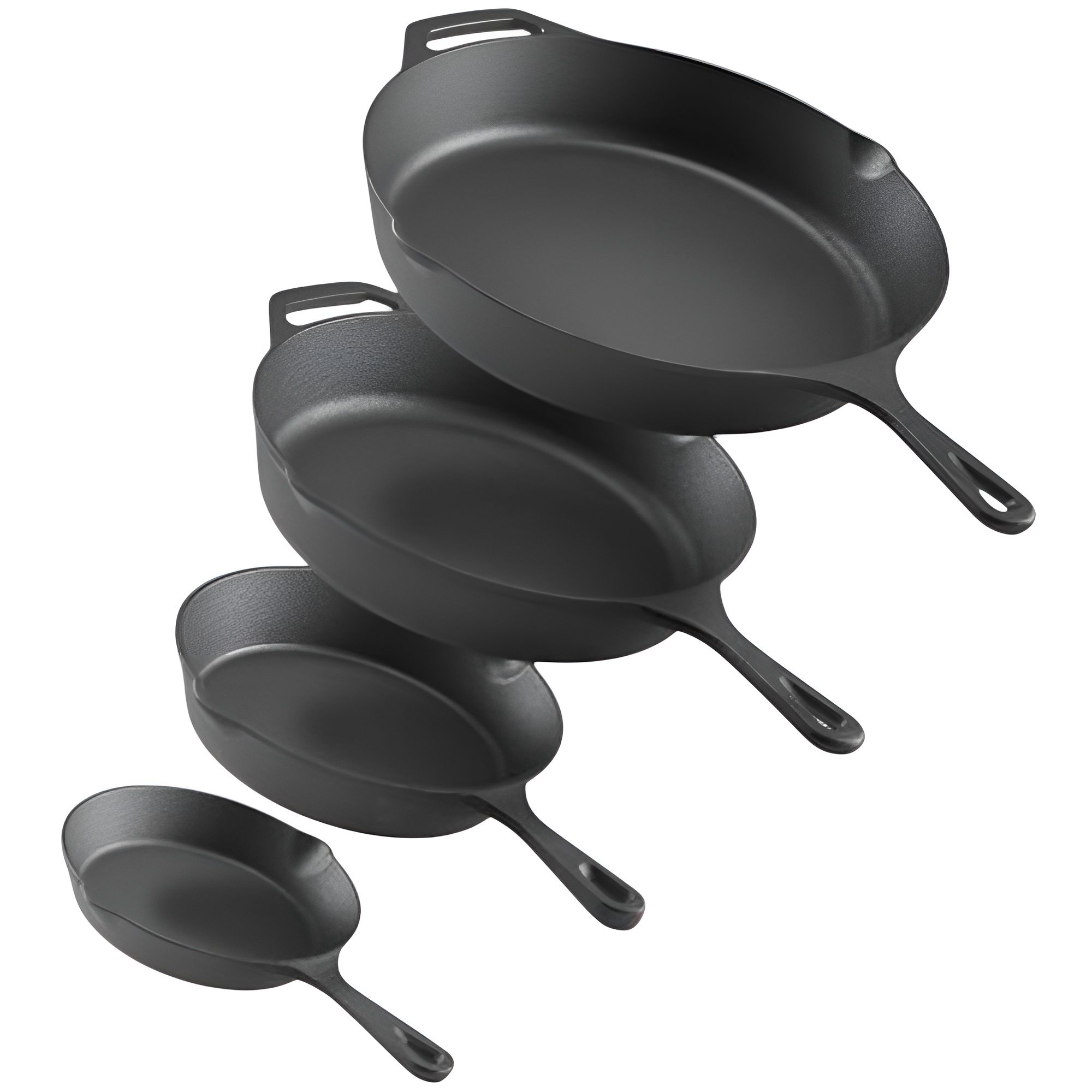 Slickblue Set of 4 Cast Iron Frying Pan with Silicone Handle Covers Induction and Oven Safe Design for Kitchen