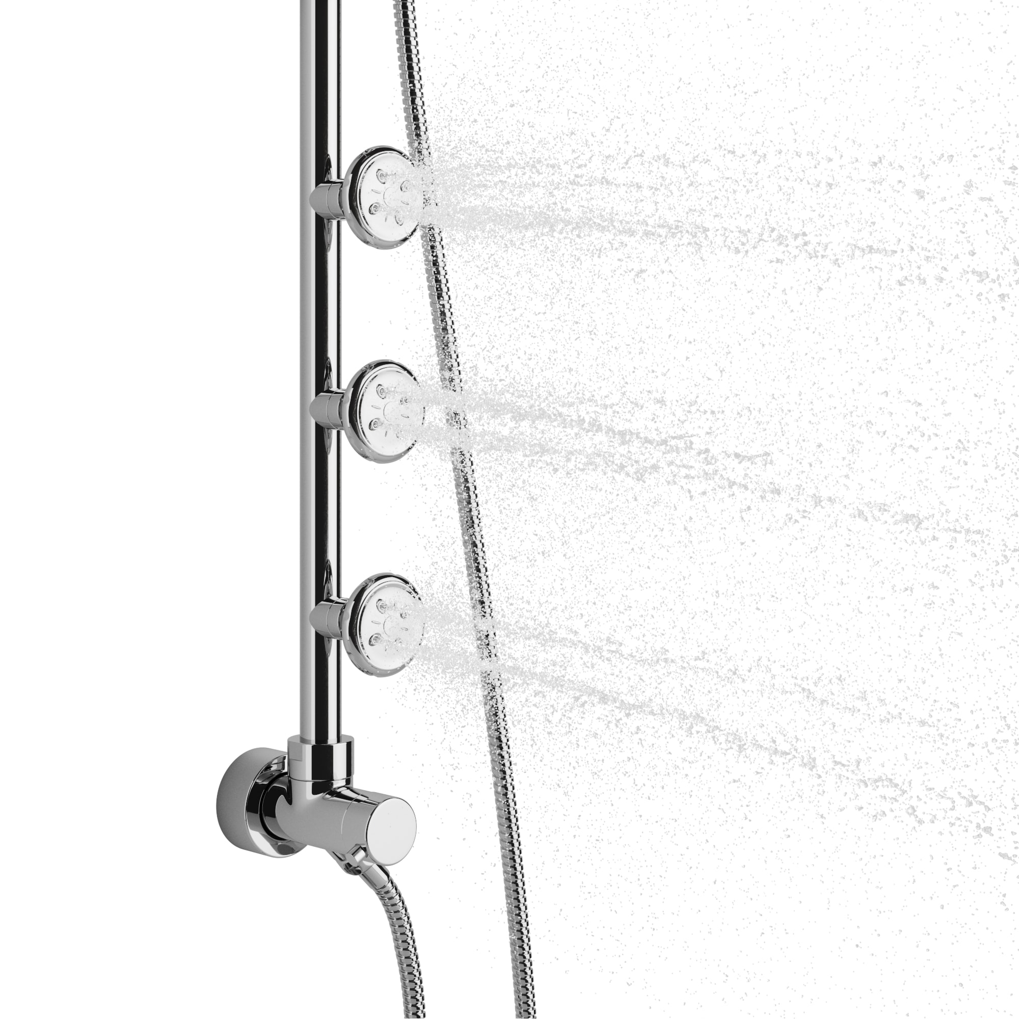 PULSE Chrome Shower Faucet Bar System with 3-way Diverter