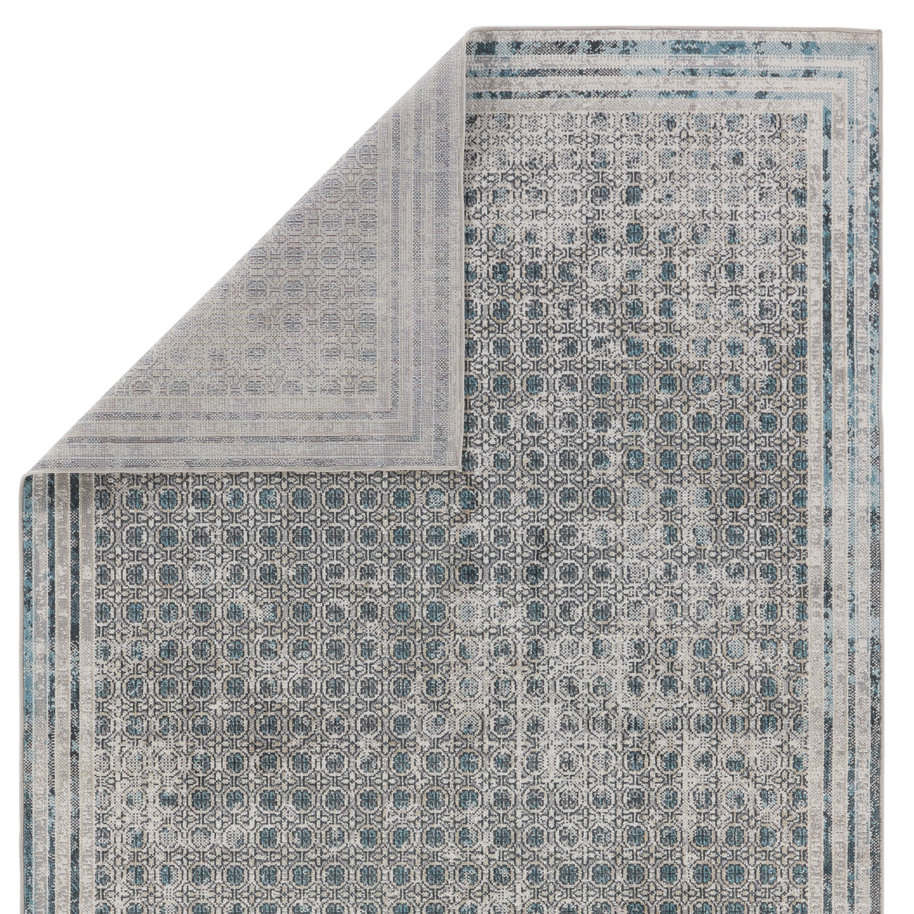 Allora Trellis Light Gray & Gold Washable Wool Blend Rug 7'10" x 10'