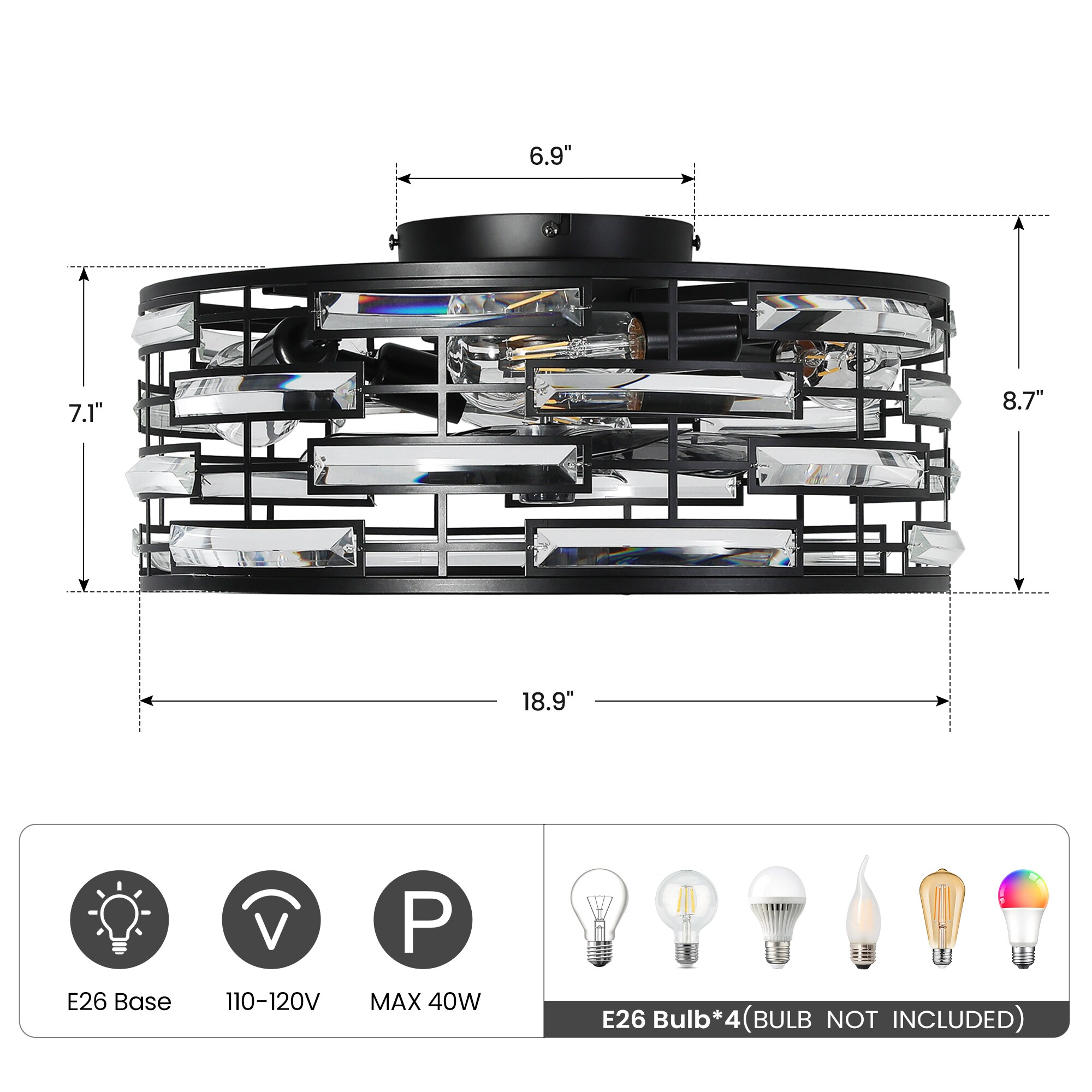 KAISITE 8909CF-06GD-PG Ceiling-Fans - View #3