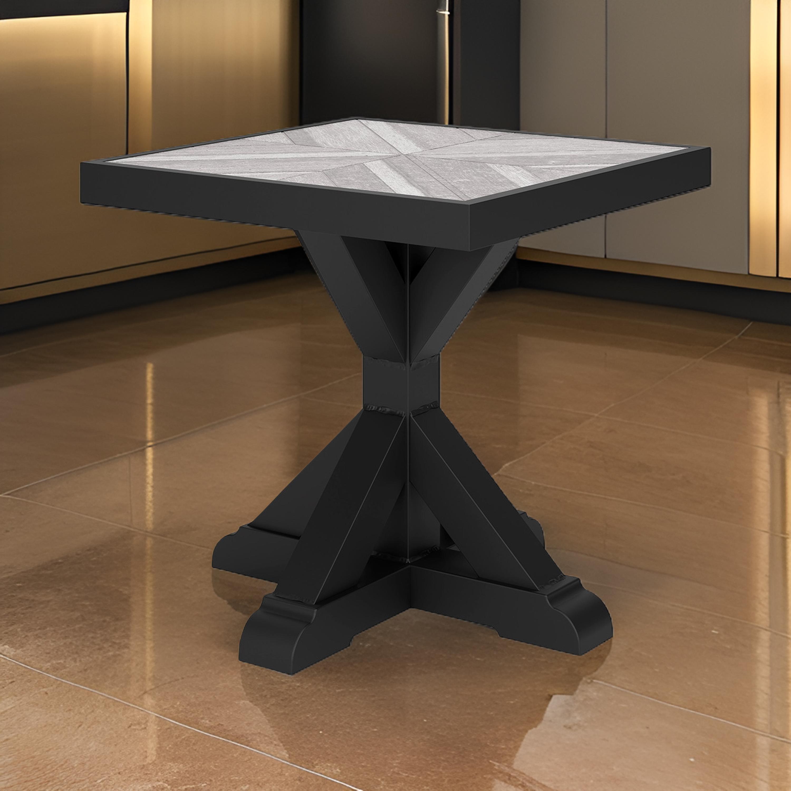 Beachcroft Black and Gray Square Outdoor End Table
