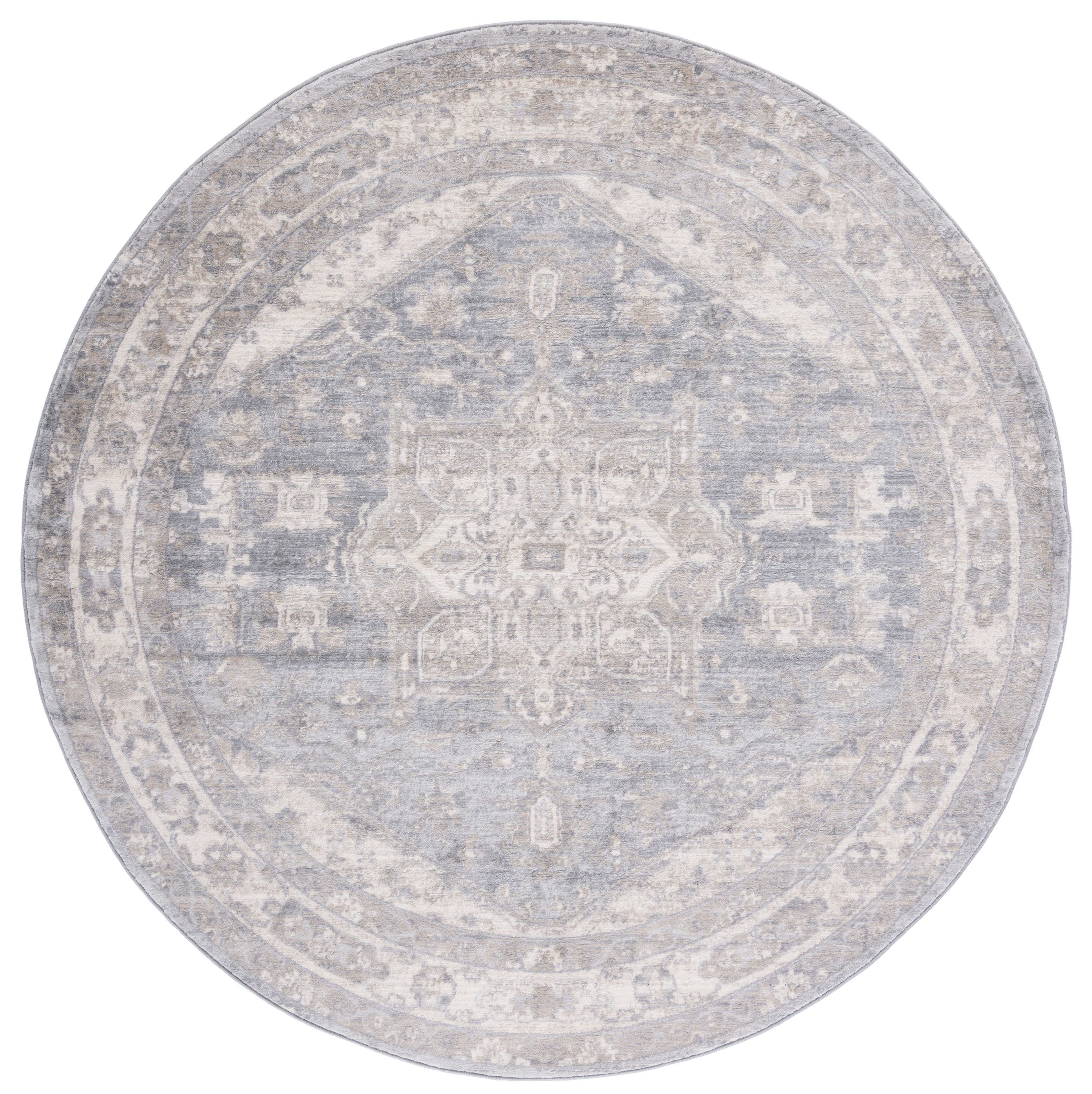 Safavieh BNT852F-7R Brentwood Vessie 7 x 7 (ft) Loomed Polypropylene Gray/Beige Round Indoor Abstract Farmhouse/Cottage Area rug