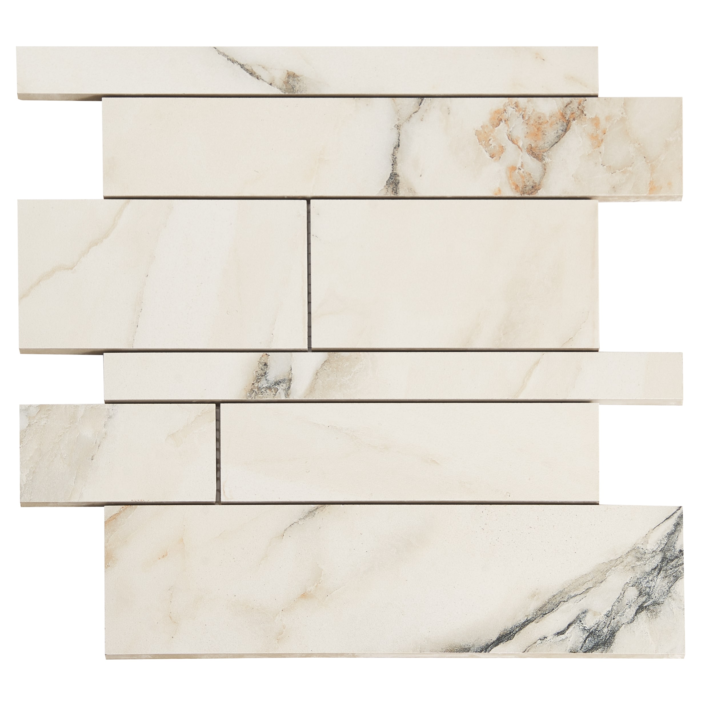 Artmore Tile EXT3RD107359 Sample - Enigma Calacatta Rustico 4-in x 8-in Matte Porcelain Marble look