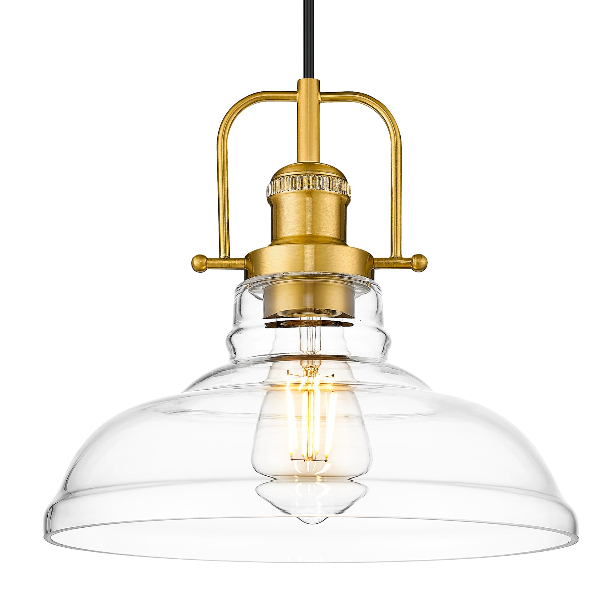 AOIZGMY  11 Inch Gold Pendant Light Fixture Vintage Style with Clear Glass Shade Adjustable Hanging Lighting for Kitchen Island Dining Room