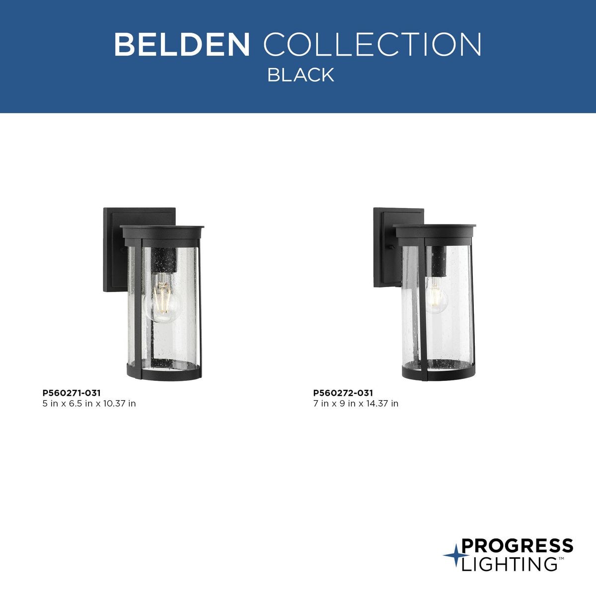 Belden Black Cast Aluminum Outdoor Wall Lantern with Clear Glass