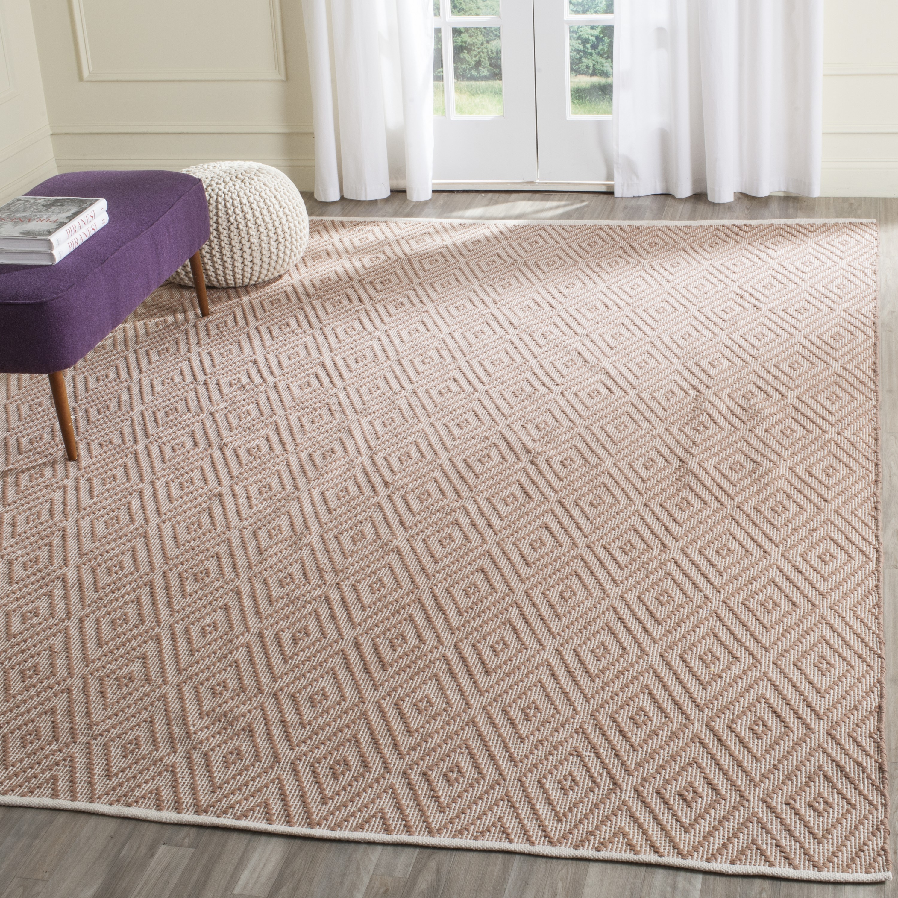 Safavieh MTK811E-8 Montauk Brighton 8 x 10 (ft) Cotton Beige/Ivory Rectangular Indoor Geometric Coastal Area rug