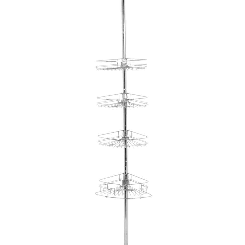 Zenith 97-in H Steel Chrome Tension Pole Freestanding Shower Caddy at