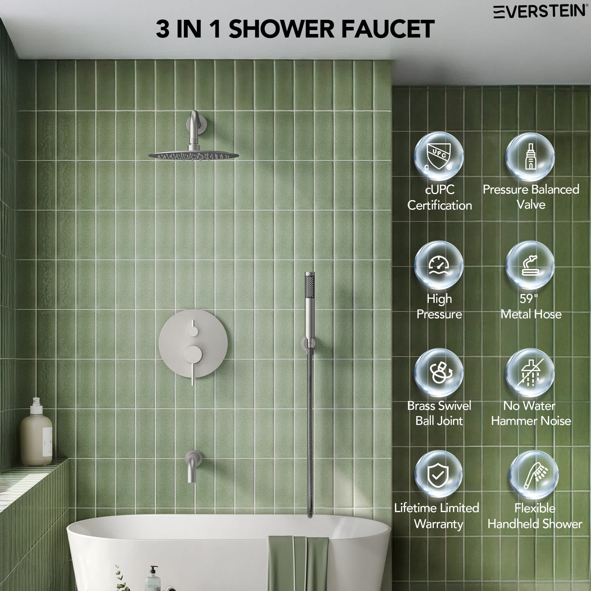 EVERSTEIN M6612NI-10BL Tub-Shower-Faucets - View #2