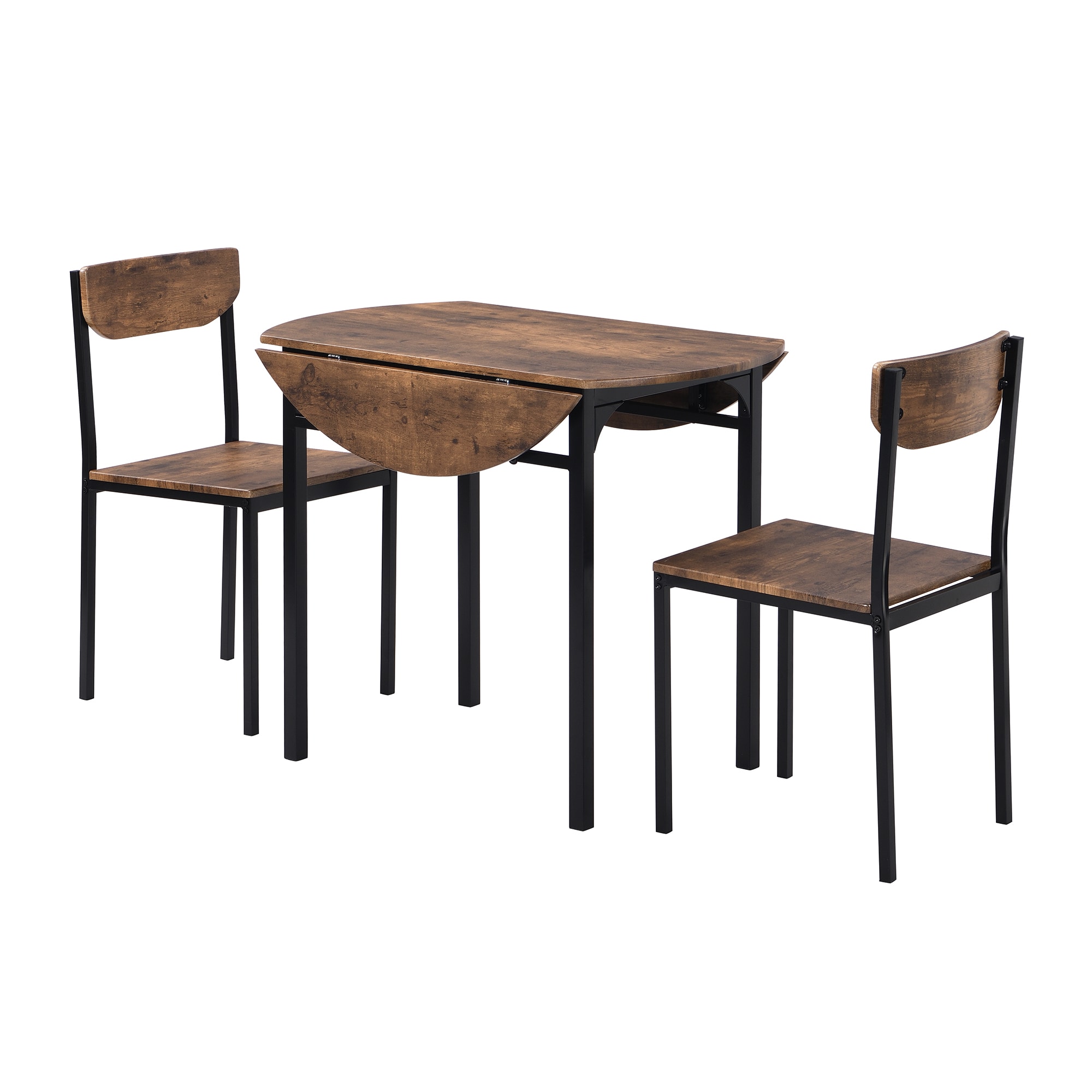 SINOFURN SYA010579BN Brown Rustic Dining Room Set with Round Table ( Seats 2 )