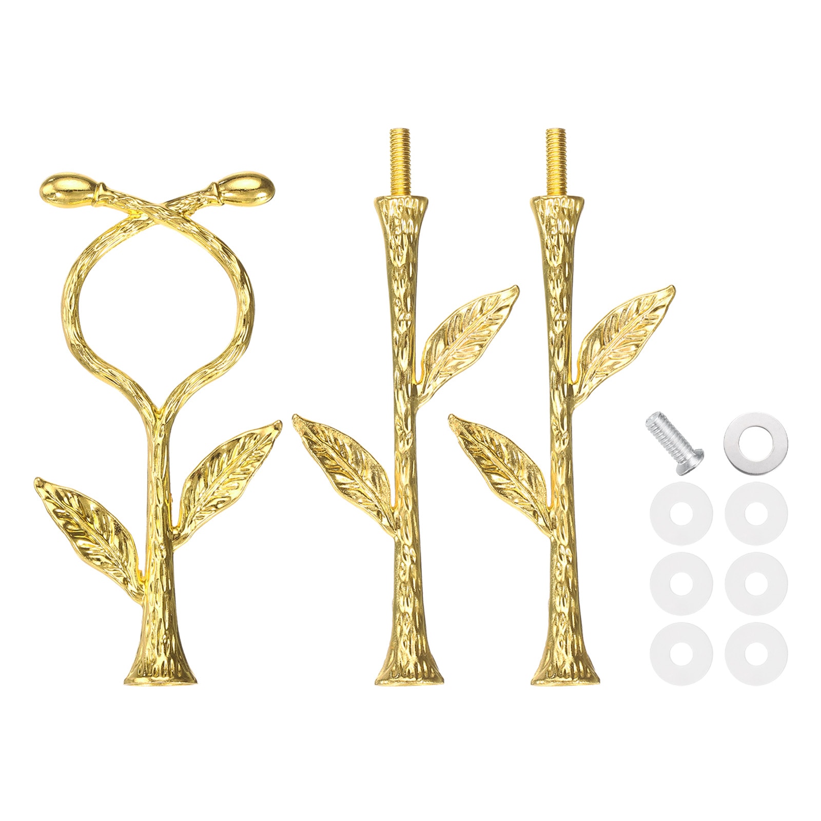 Unique Bargains 1 Set 3-Tiers Cake Tray Stand Handle Metal Cake Stands Holder Cupcake Dessert Plate Hardware Fitting Holder Rod Stand Handle for Wedding Party Festival Cake Plate Gold (Vine)