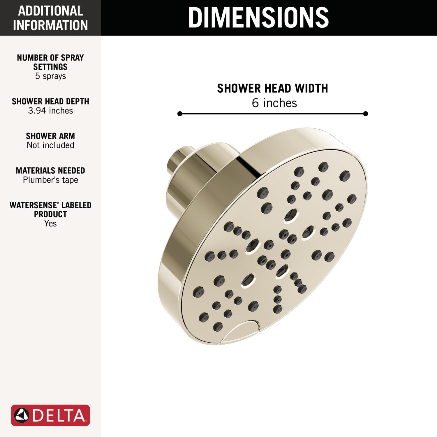 Delta 52668-PN-PR Fixed-Showerhead - View #3