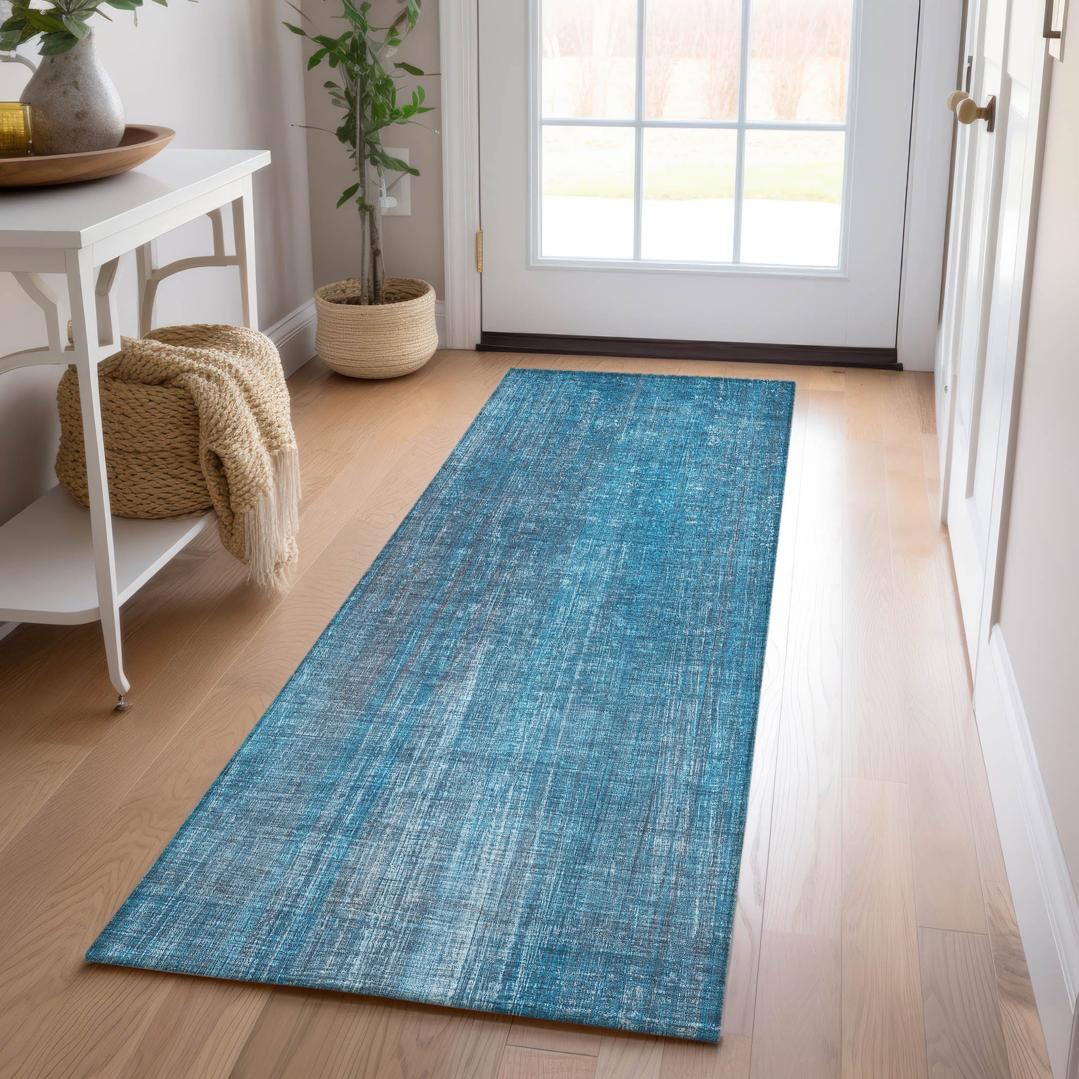 Addison Rugs ACN552BU2X8 Chantille ACN552BU 2 x 7 (ft) Polyester Blue Rectangular Indoor/Outdoor Abstract Machine washable Area rug