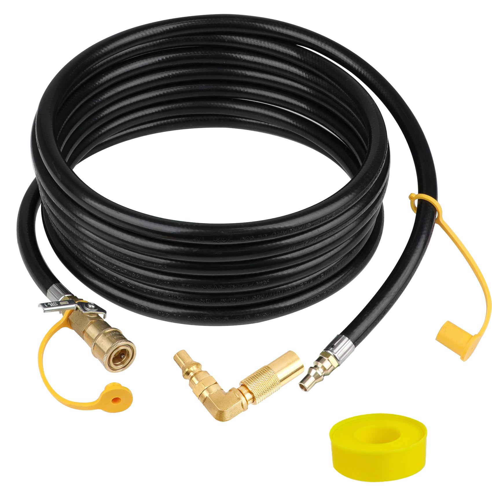 Afoxsos  Upgraded 18FT RV Quick Connect Propane Hose for RV to Grill Low Pressure Quick Connect Propane Hose with Elbow Adapter for 17 and 22