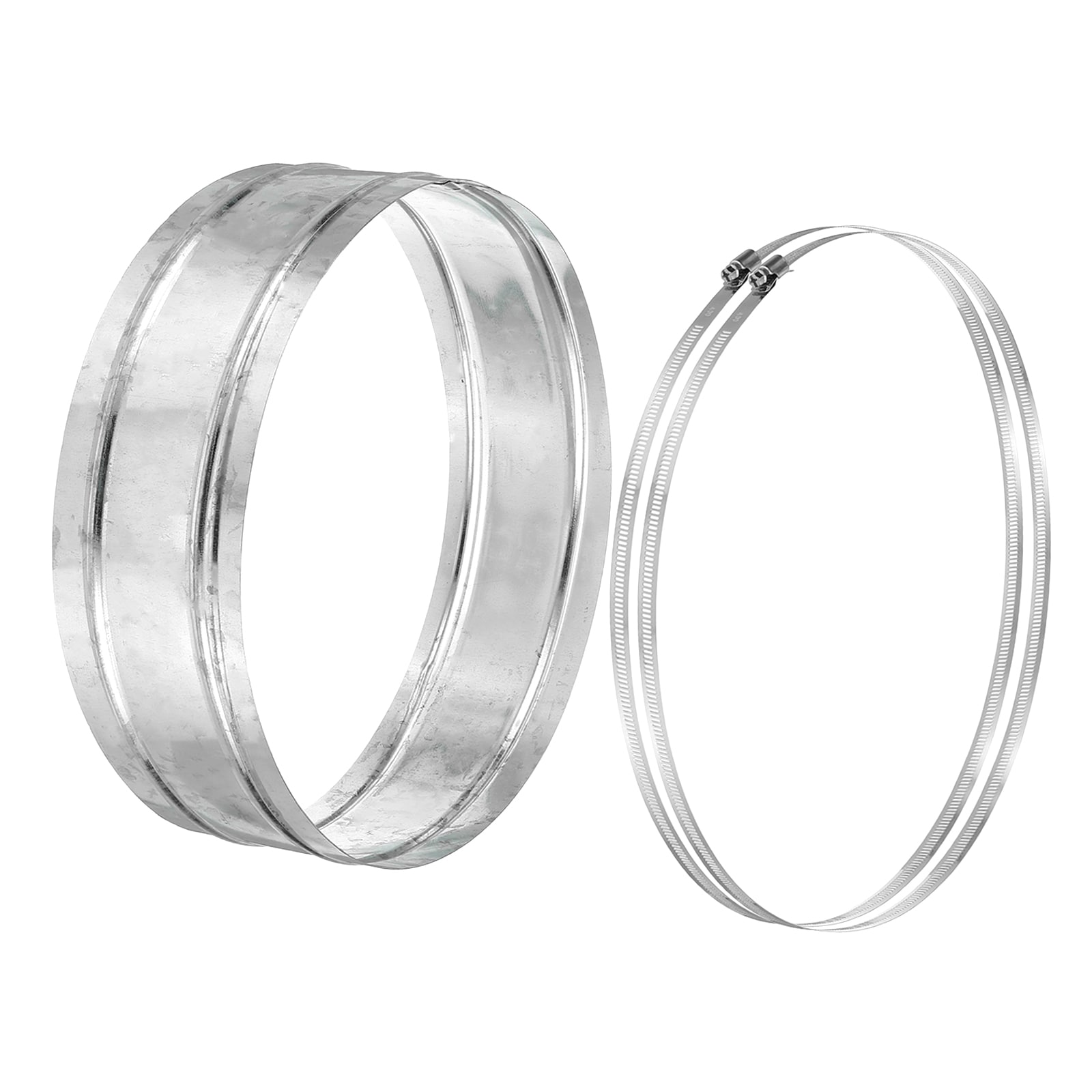 PATIKIL 350mm/14 Inch Duct Connector Galvanized Steel Duct Coupling Vent Coupler Dryer Pipe Coupling Hose Extension Connector with Duct Clamps for HVAC Exhaust Fan Vent Systems 4 Inch Long