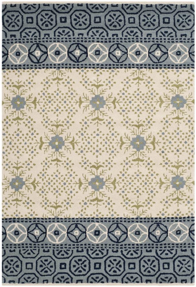 Safavieh Bella Abelia 4 X 6 Wool Ivory/Blue Indoor Abstract Farmhouse ...