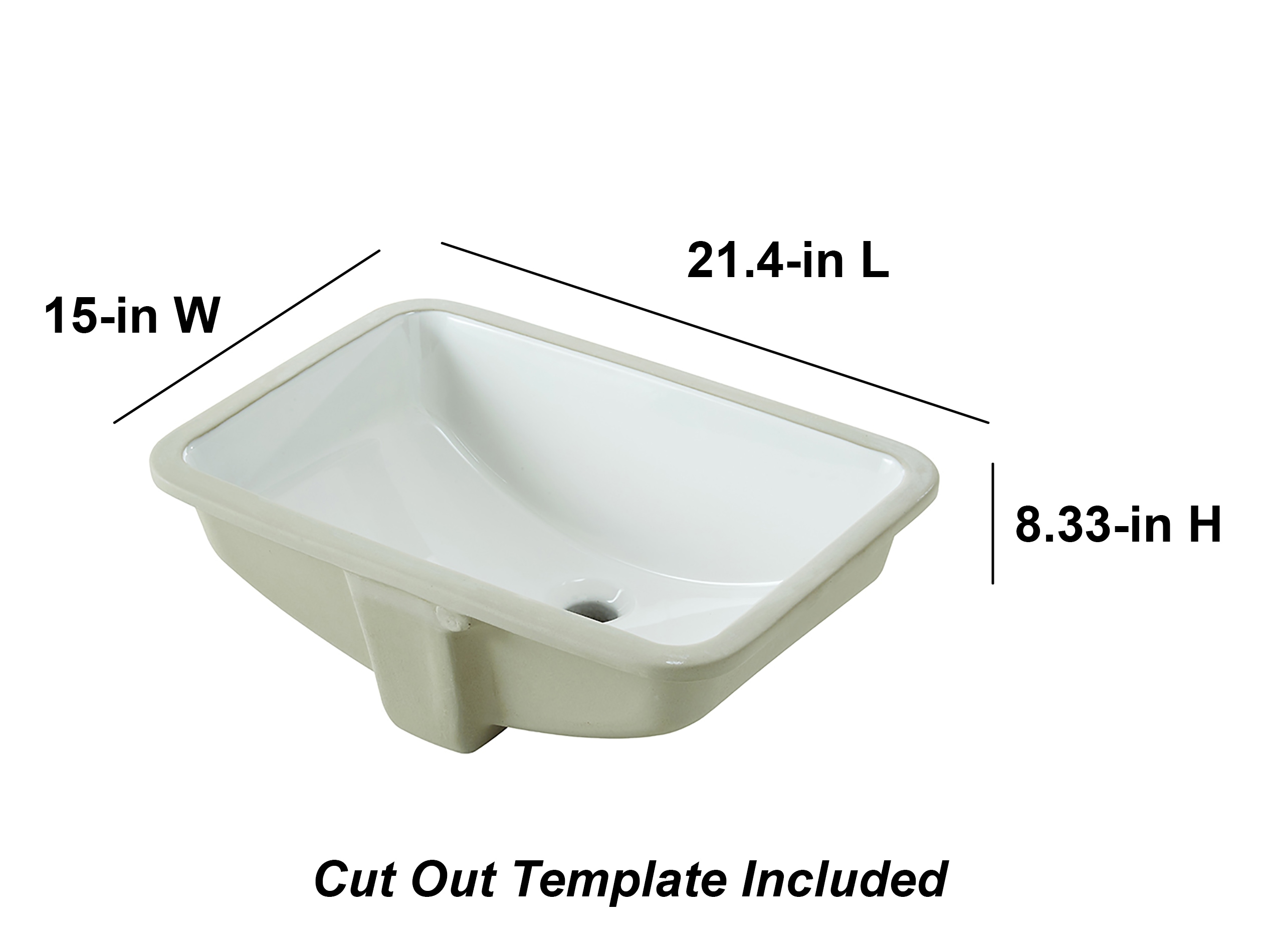 Square Drop-In or Undermount Basin Sink - 1179W16