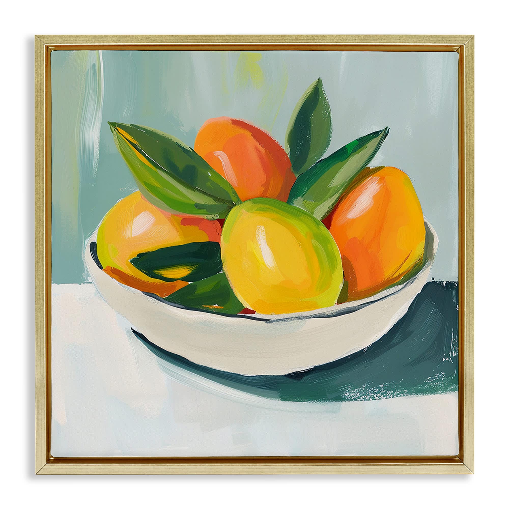 Stupell Industries BS-340-FFG-17X17 Bowl of Citrus Fruit Gold Framed Floater Canvas Wall Art By Walker Noble 18 x 18