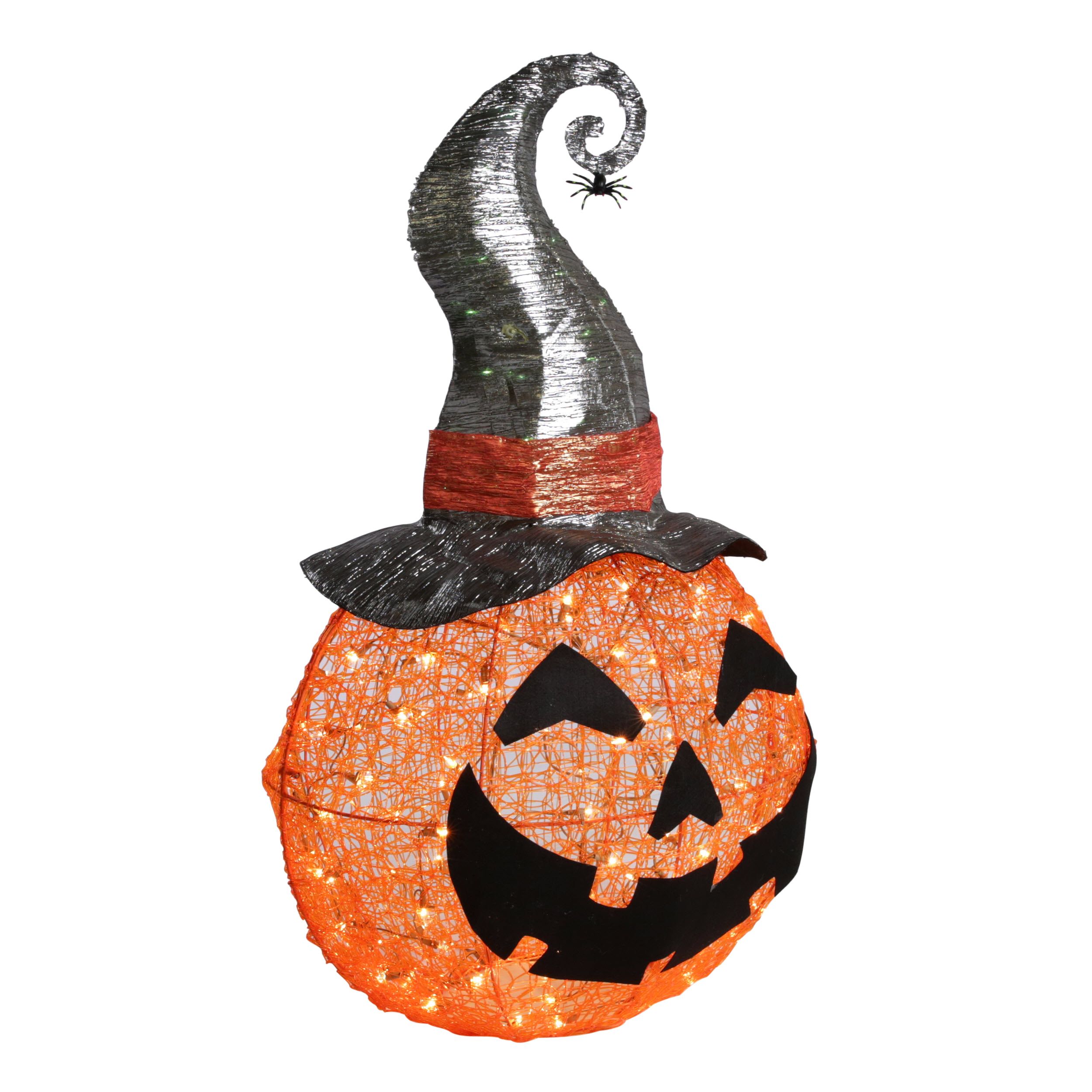 light up pumpkin with witch hat