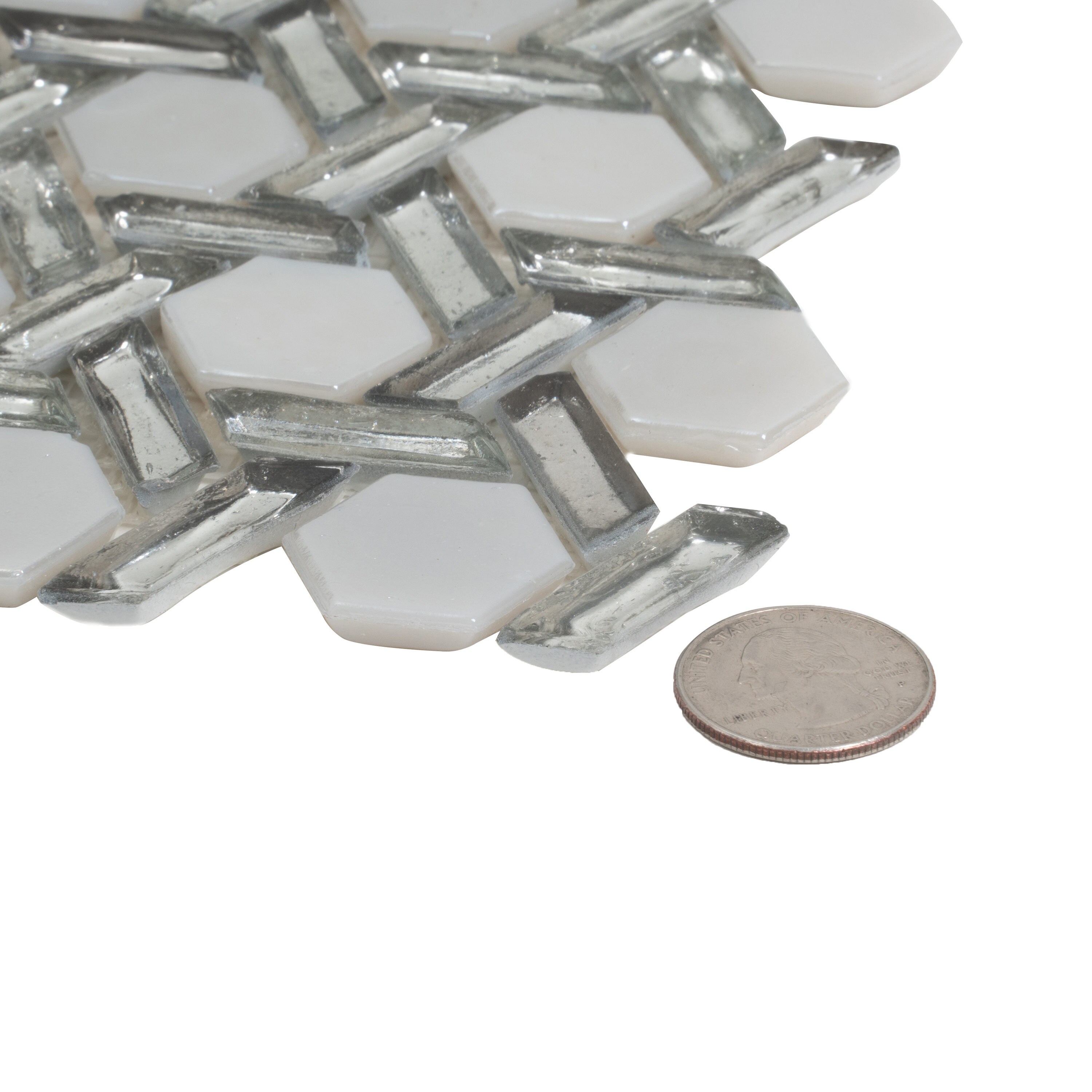 Apollo Tile (Sample) Majeste Silver 4-in x 4-in Glossy Glass Honeycomb ...