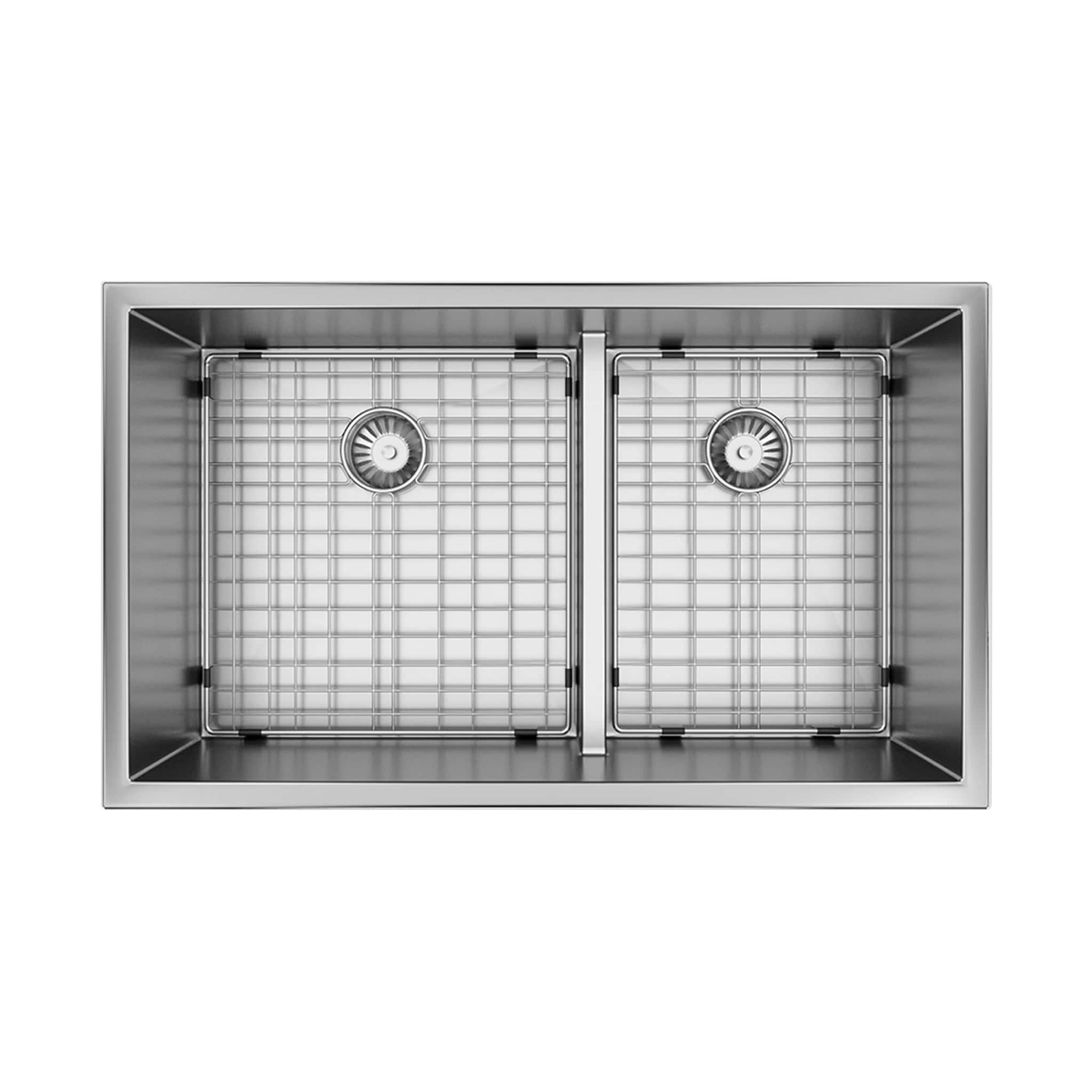 Valley Bath and Kitchen STAVE3219LDOFF Undermount 32 x 19 Stainless steel Double offset bowl 16 -Gauge Kitchen Sink