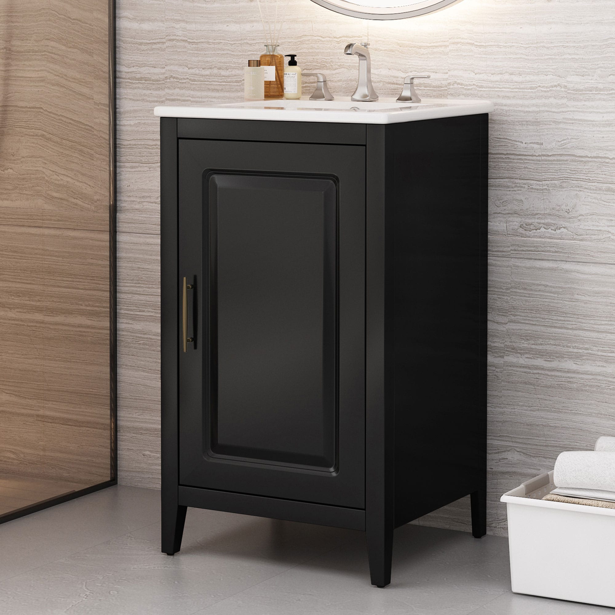 Christopher Knight Home 322887 20in Bathroom Vanity with Sink and Functional Drawers